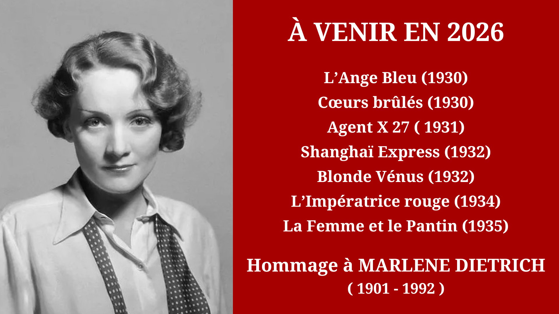 Cinéma Mac Mahon - Hommage à Marlene Dietrich 1