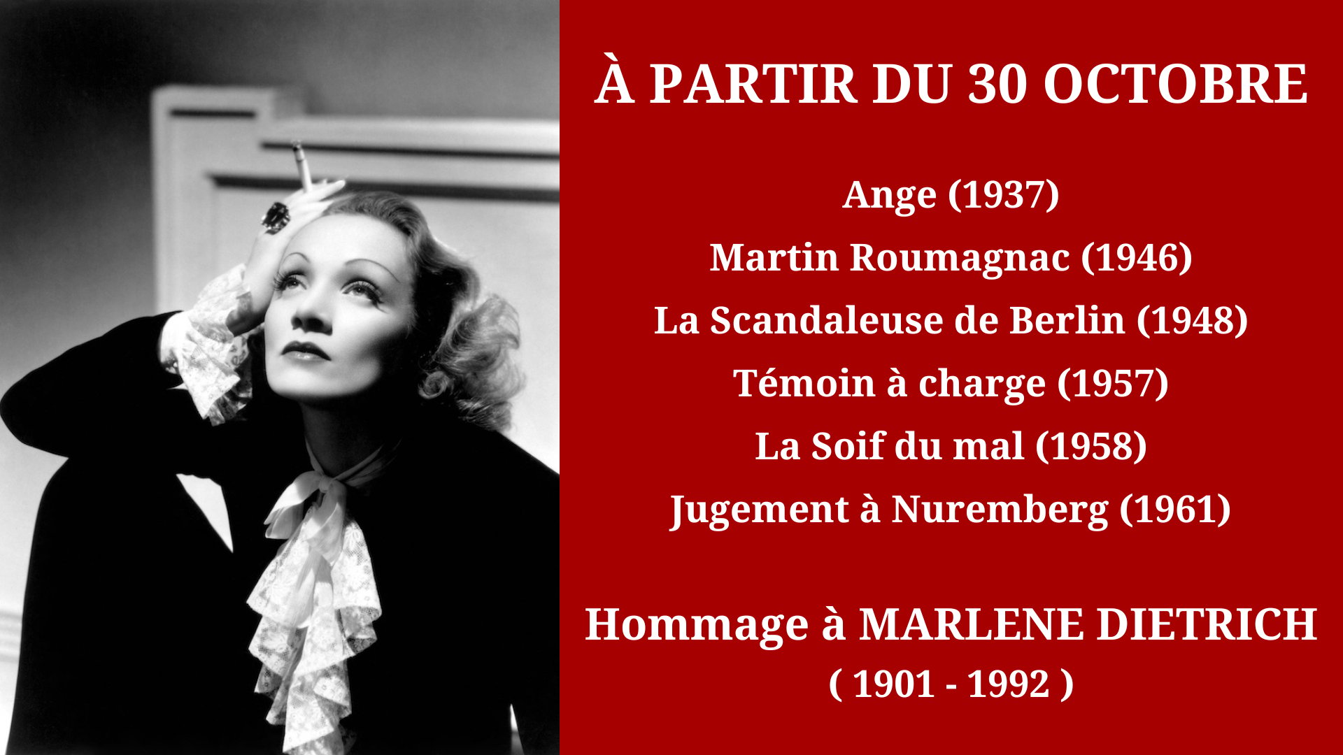 Cinéma Mac Mahon - Hommage à Marlene Dietrich 2