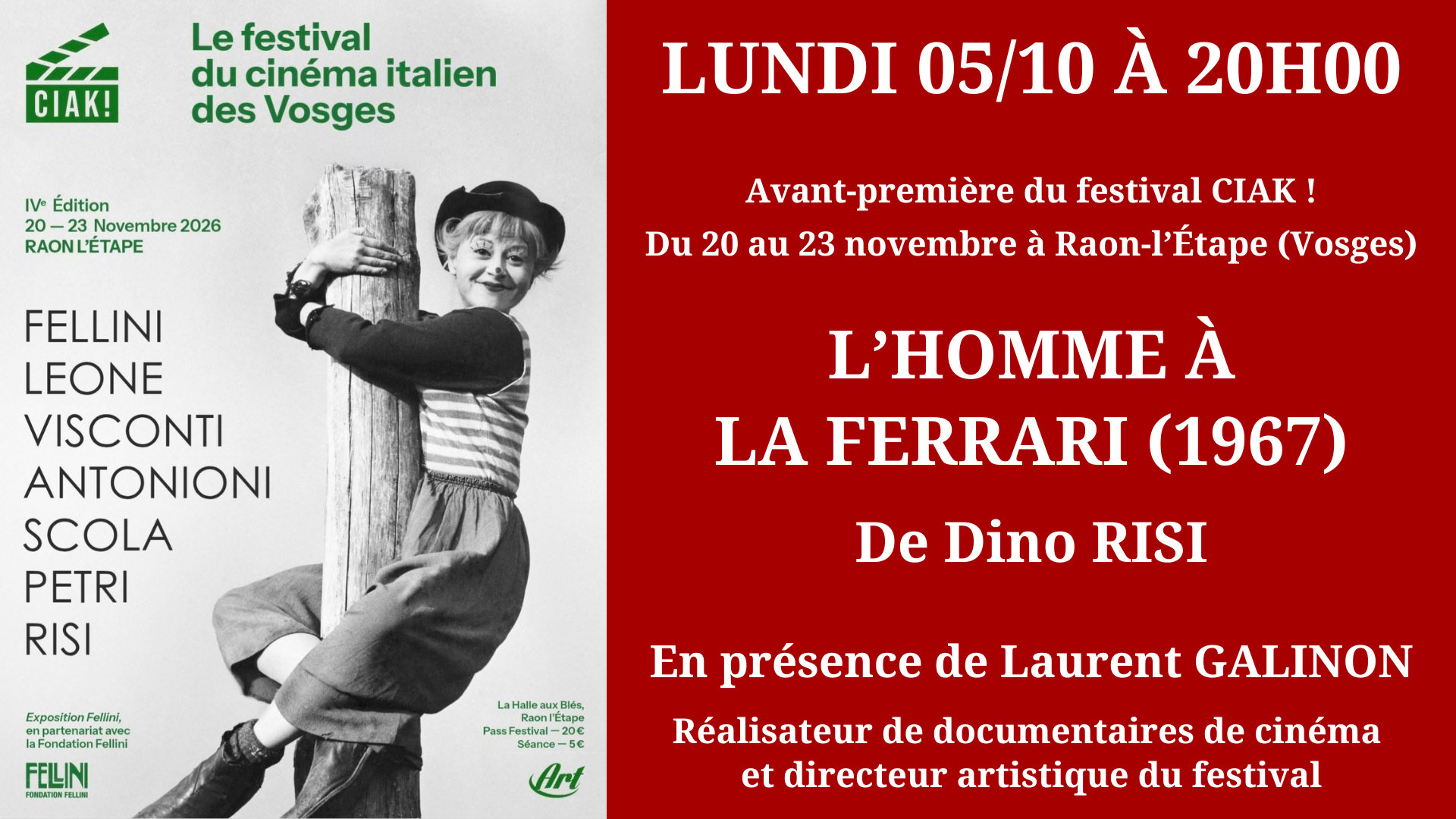 Cinéma Mac Mahon - Festival CIAK - L'Homme à la Ferrari - Dino Risi