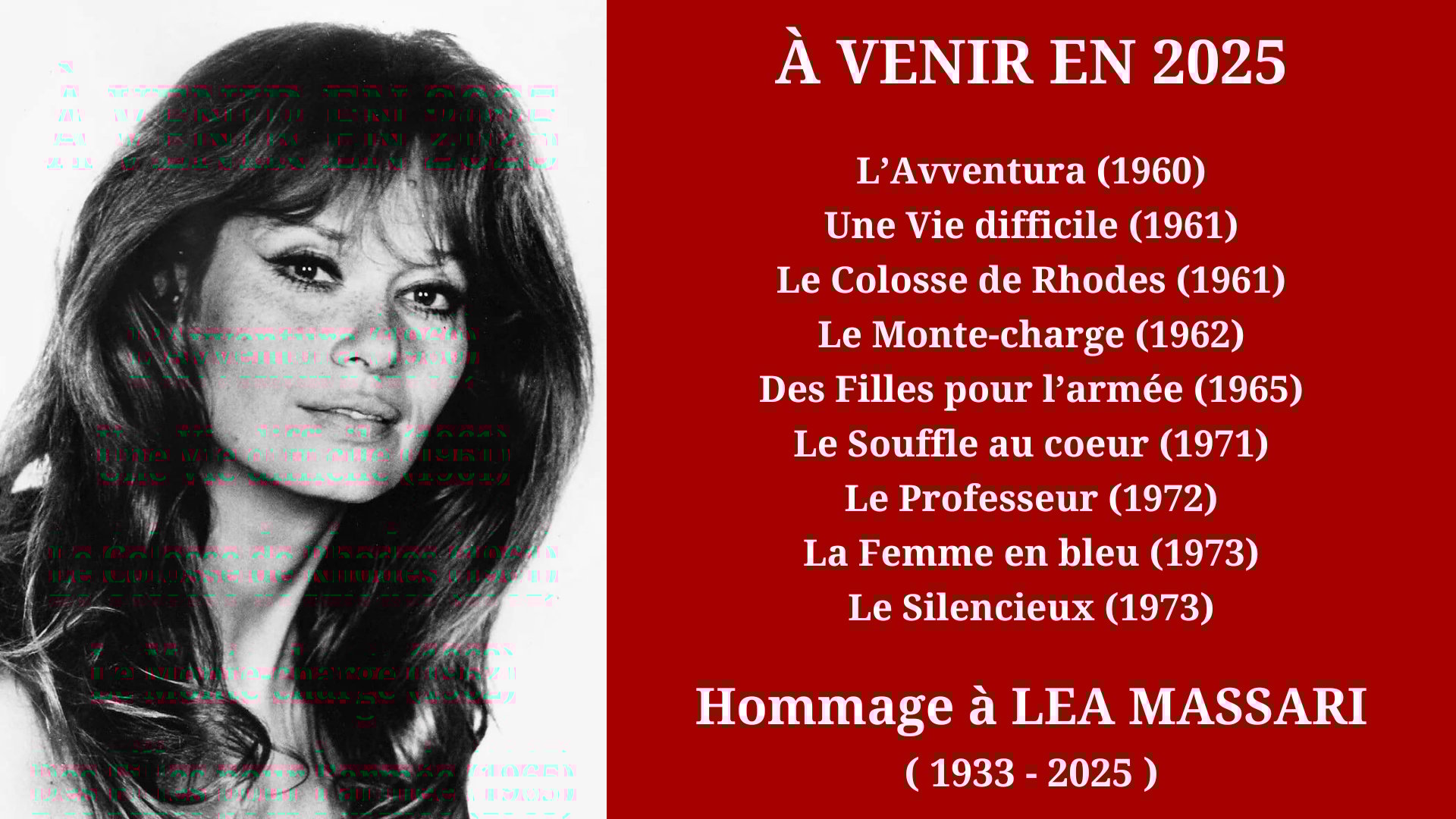 Cinéma Mac Mahon - Hommage à Lea Massari