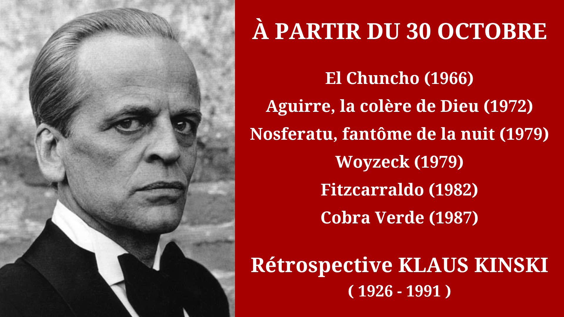 Cinéma Mac Mahon - Rétrospective Klaus Kinski