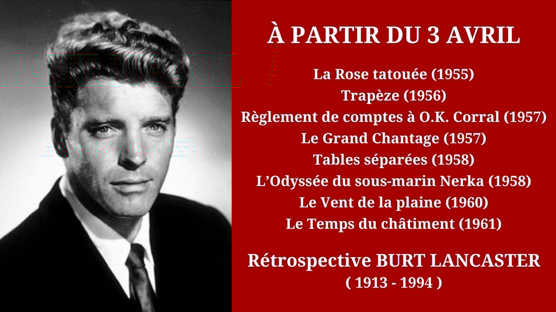 Cinéma Mac Mahon - Rétrospective Burt Lancaster 2