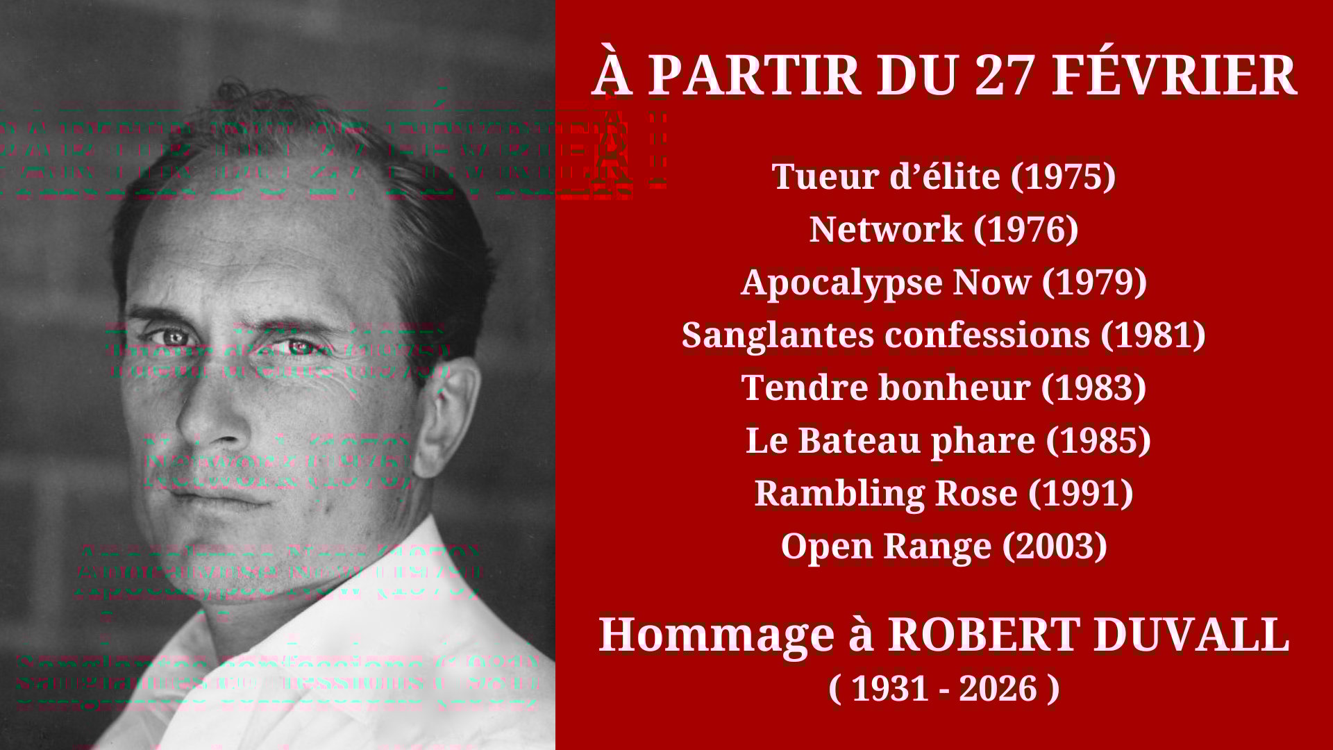 Cinéma Mac Mahon - Hommage à Robert Duvall