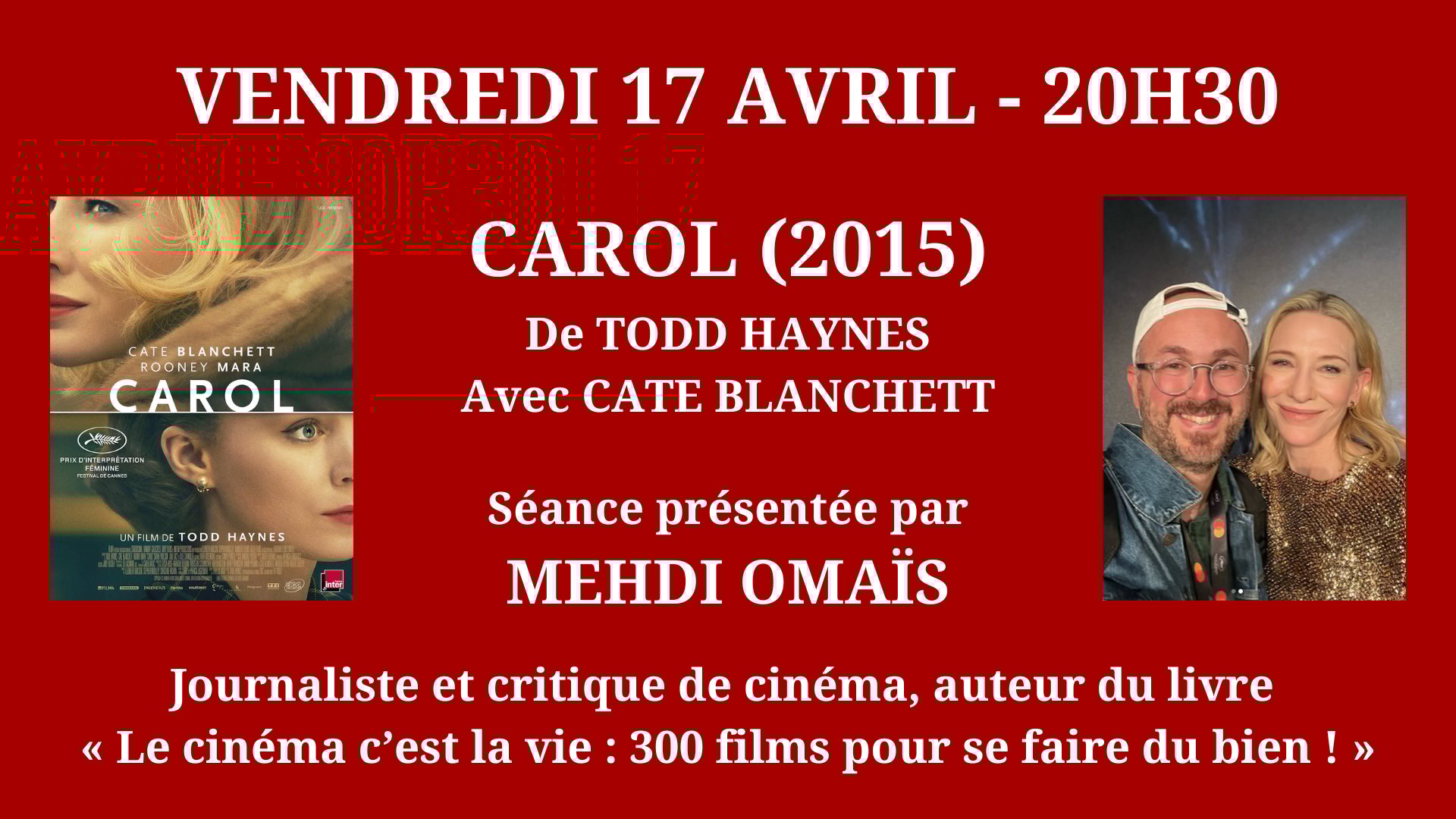 Cinéma Mac Mahon - Carol - Mehdi Omaïs - Cate Blanchett