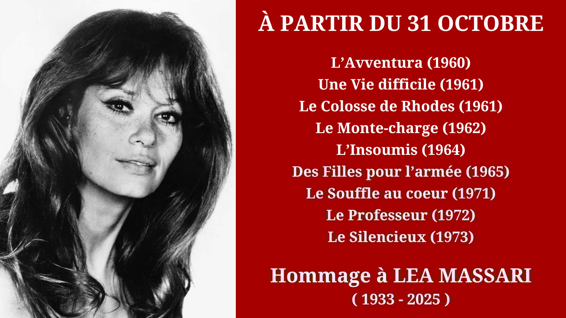 Cinéma Mac Mahon - Hommage à Lea Massari