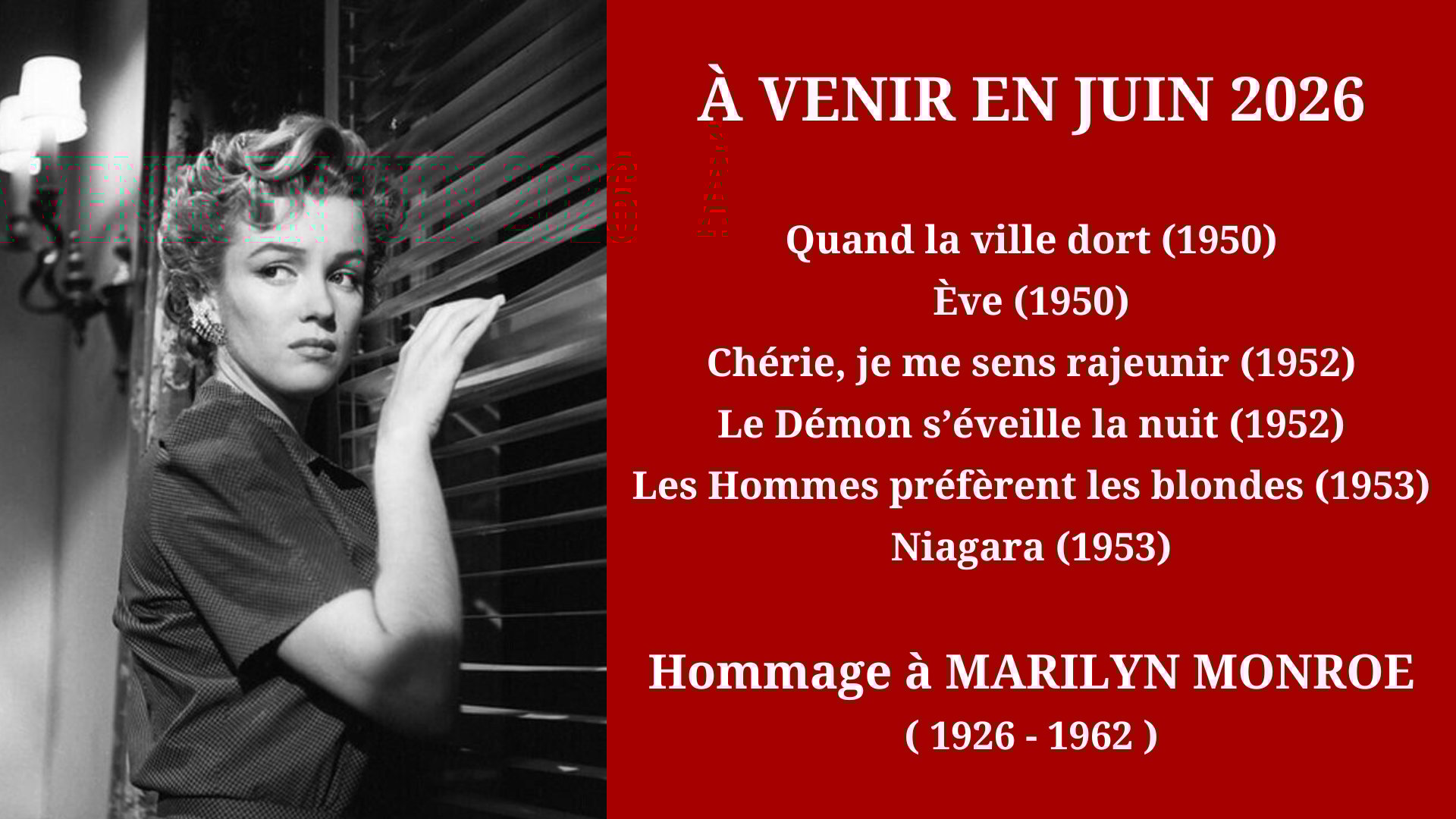 Cinéma Mac Mahon - Rétrospective hommage à Marilyn Monroe 1