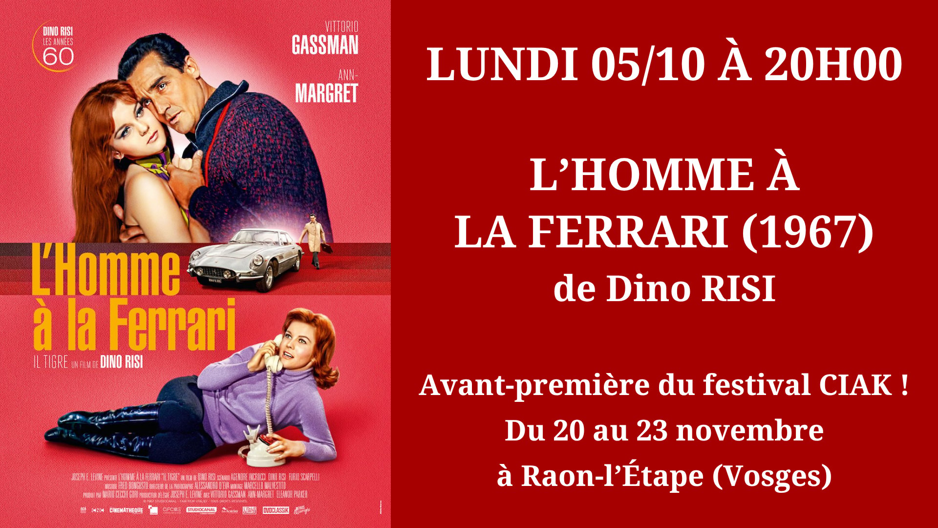 Cinéma Mac Mahon - Festival CIAK - L'Homme à la Ferrari - Dino Risi