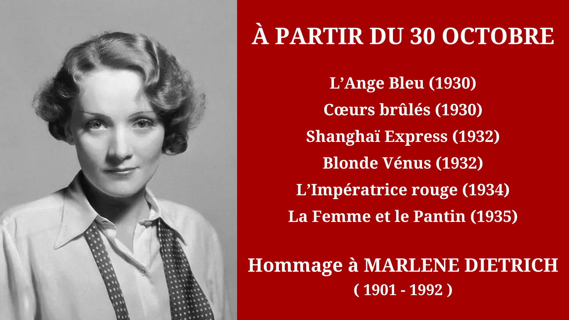 Cinéma Mac Mahon - Hommage à Marlene Dietrich 1