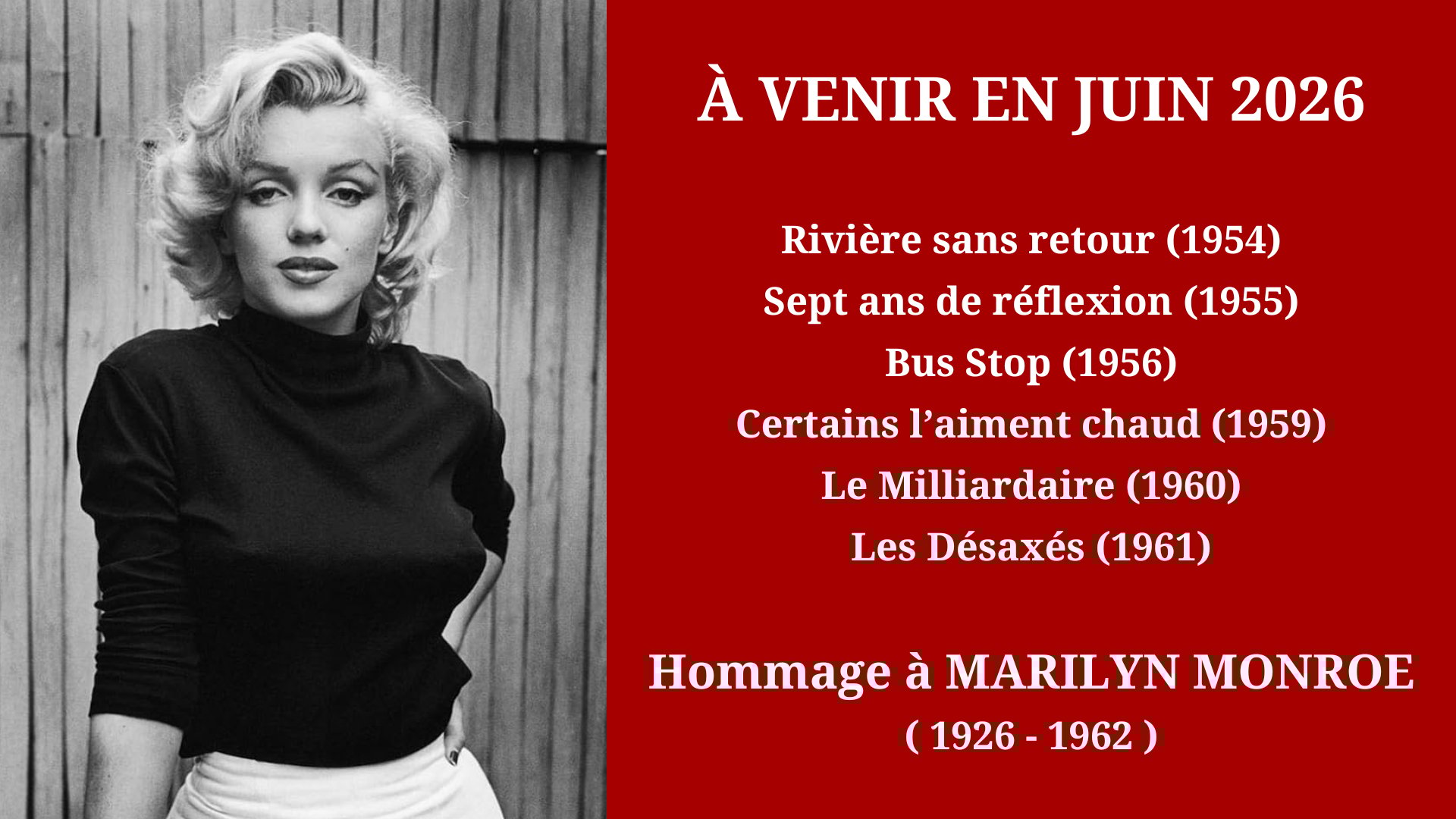 Cinéma Mac Mahon - Rétrospective hommage à Marilyn Monroe 2