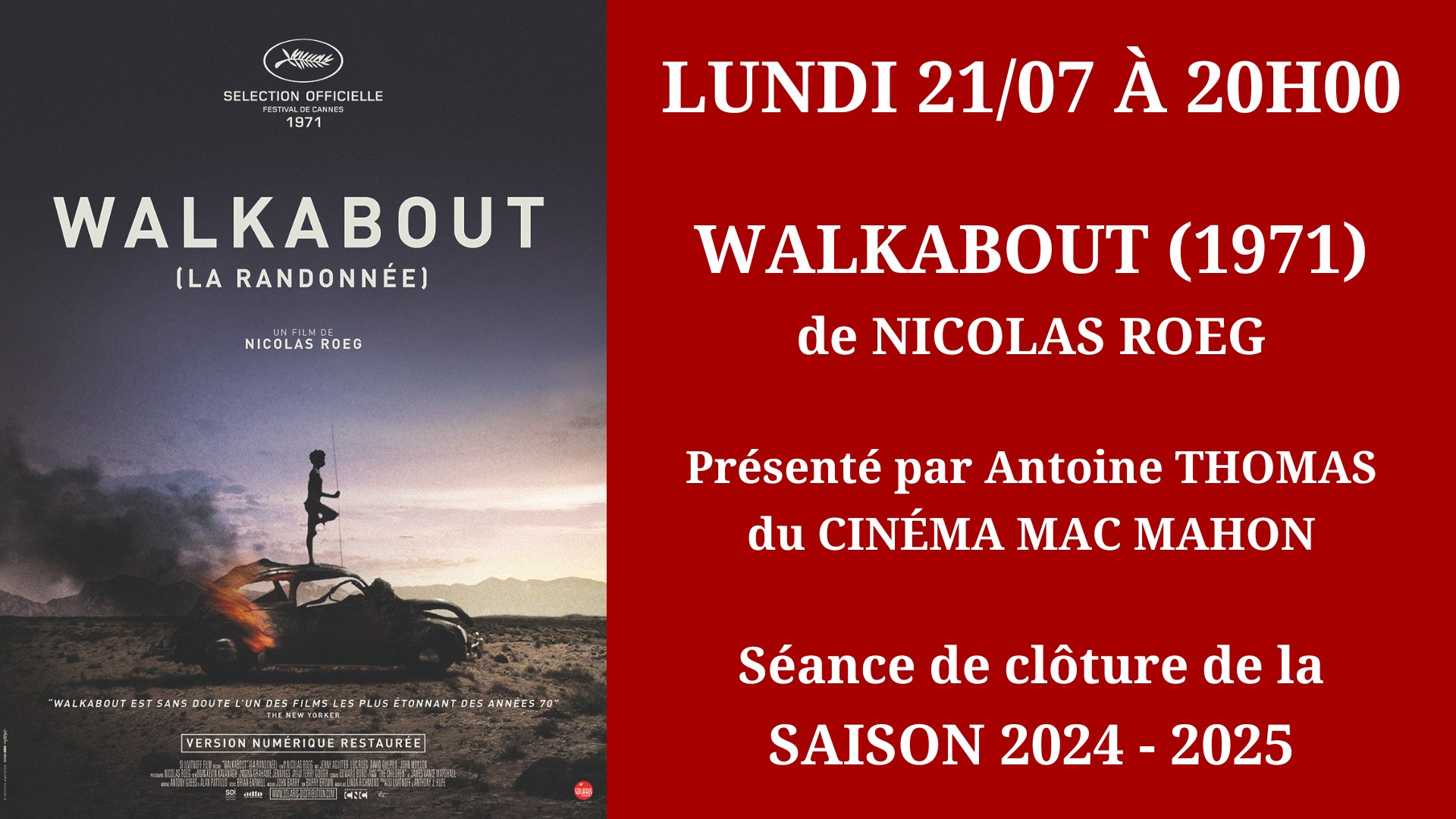 Cinéma Mac Mahon - Walkabout - Antoine Thomas