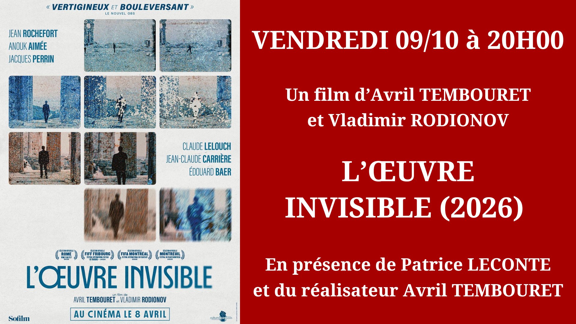 Cinéma Mac Mahon - L'Oeuvre invisible - Avril Tembouret - Patrice Leconte