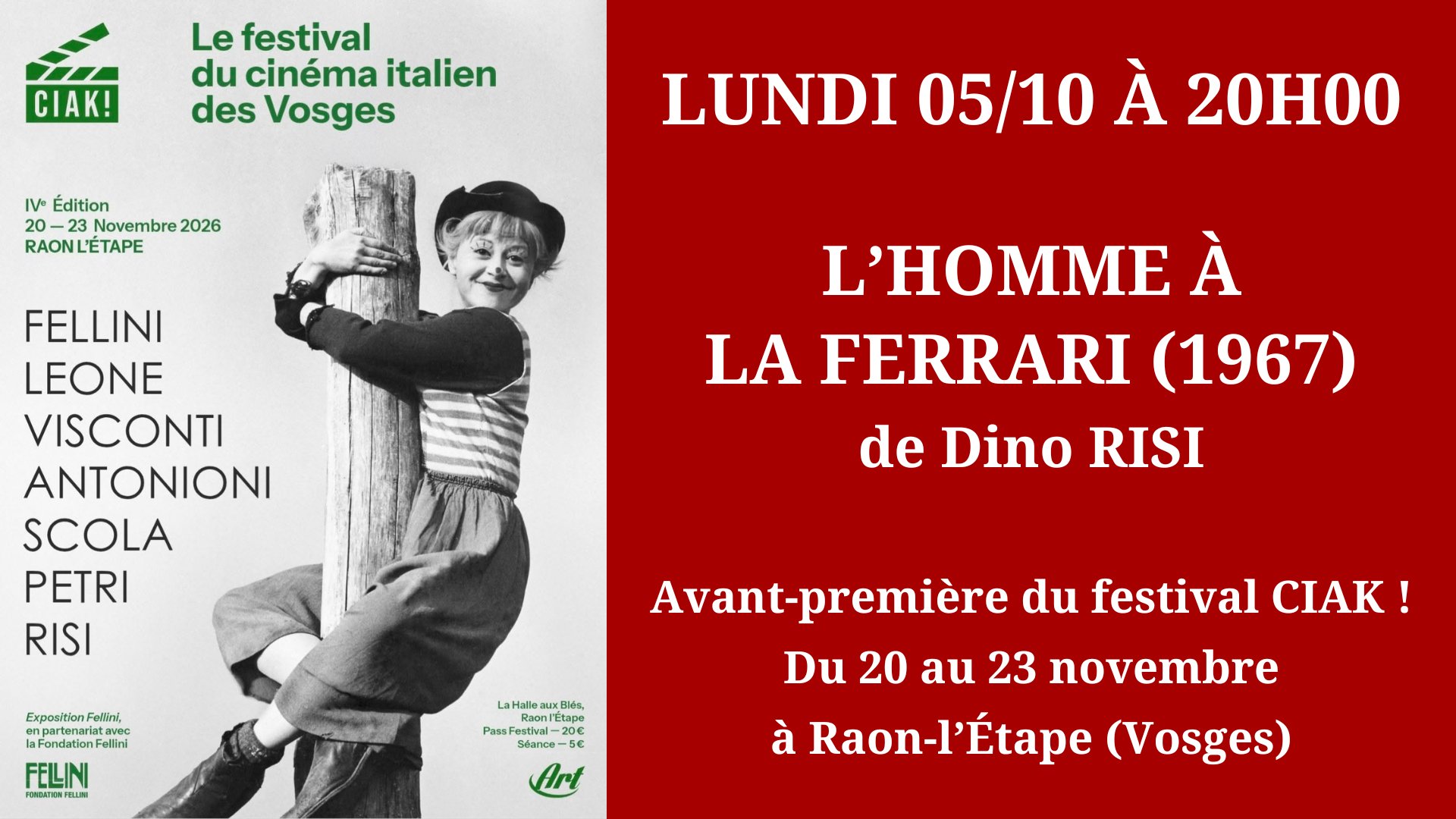 Cinéma Mac Mahon - Festival CIAK - L'Homme à la Ferrari - Dino Risi