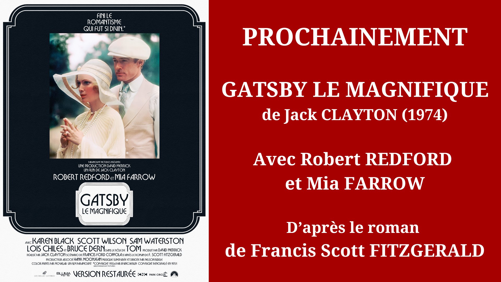 Cinéma Mac Mahon - Gatsby le magnifique - Robert Redford