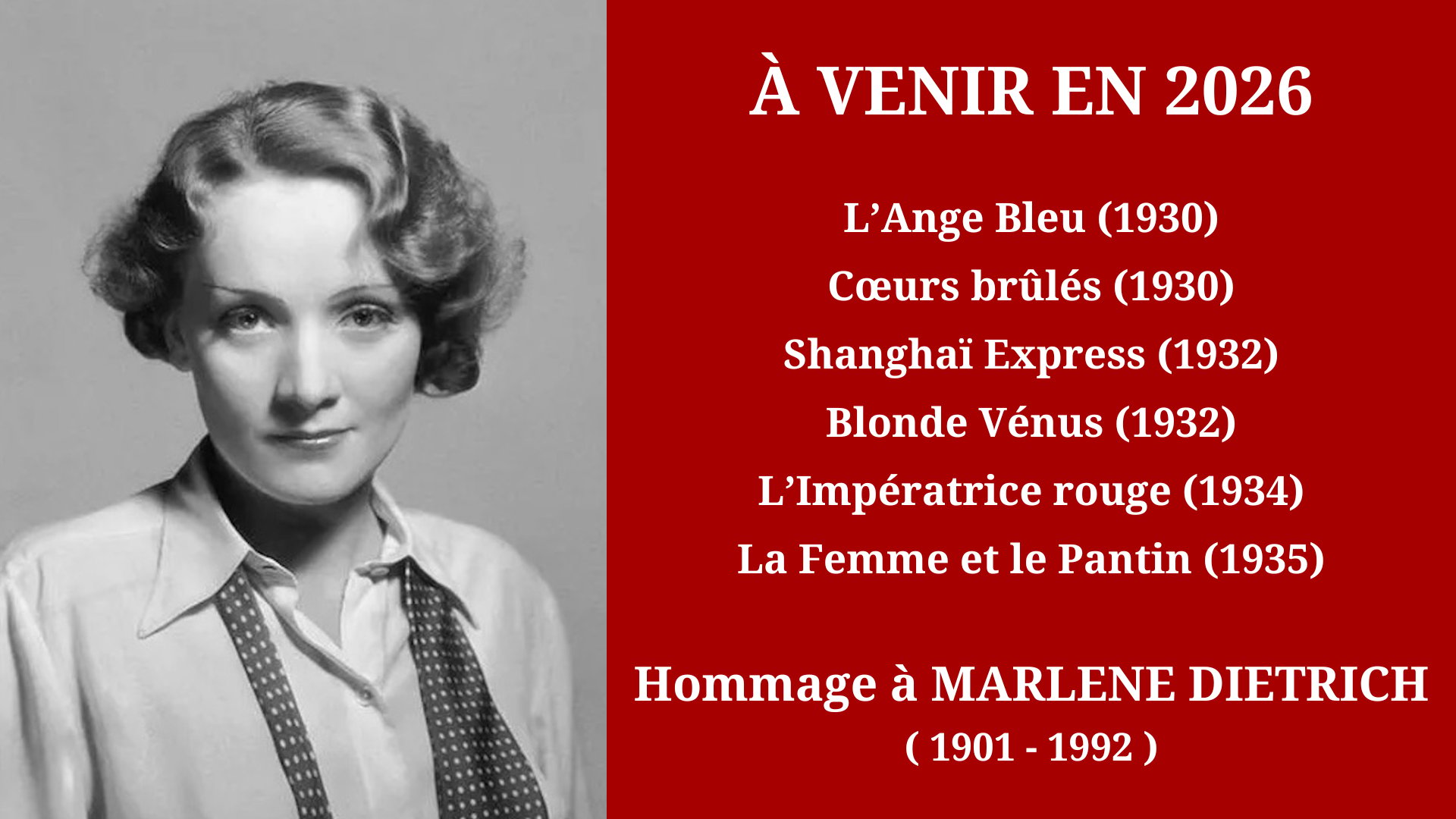 Cinéma Mac Mahon - Hommage à Marlene Dietrich 1