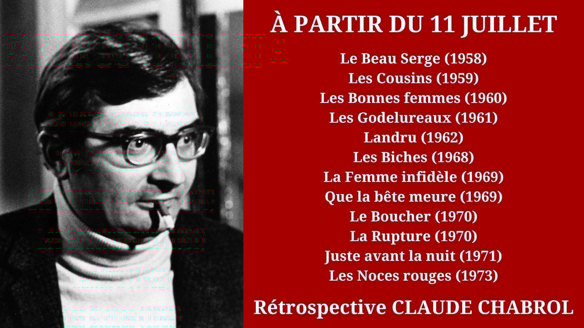 Cinéma Mac Mahon - Rétrospective Claude Chabrol TAMASA STUDIOCANAL