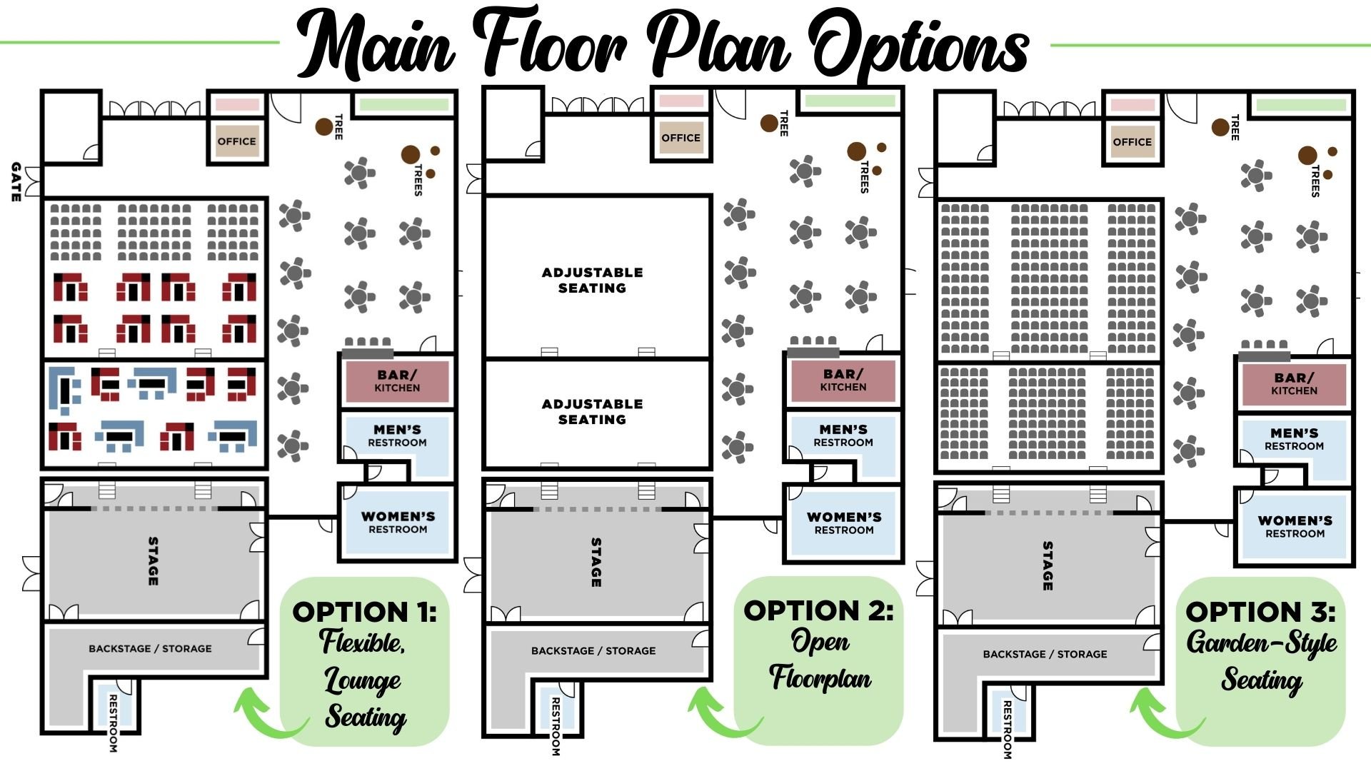 Floor plan options for private rentals