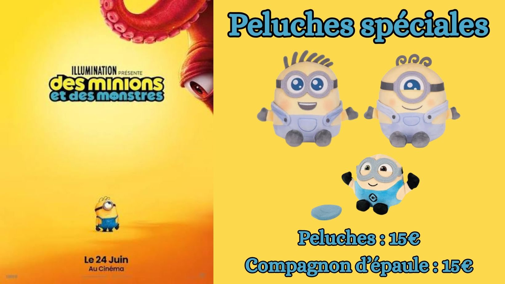 Pour la sortie du film "Les Minions et les Monstres", vente de peluches