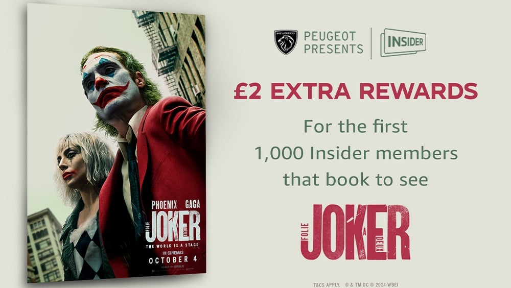 Earn an extra £2 Insider rewards with Joker: Folie à deux