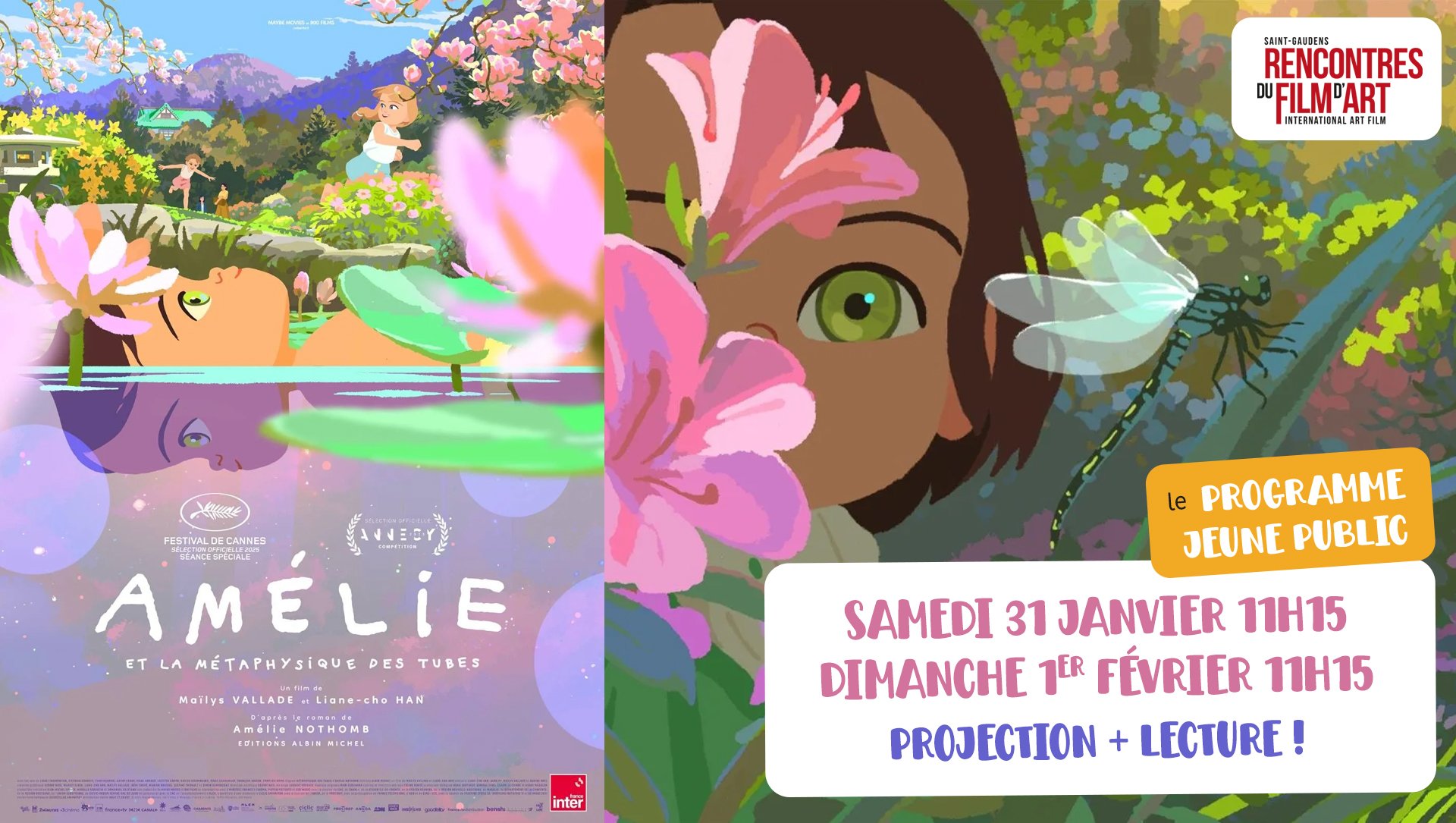 Rencontres du film d'art - jeune public - lecture et diffusion du film Amélie et la métaphysique des tubes