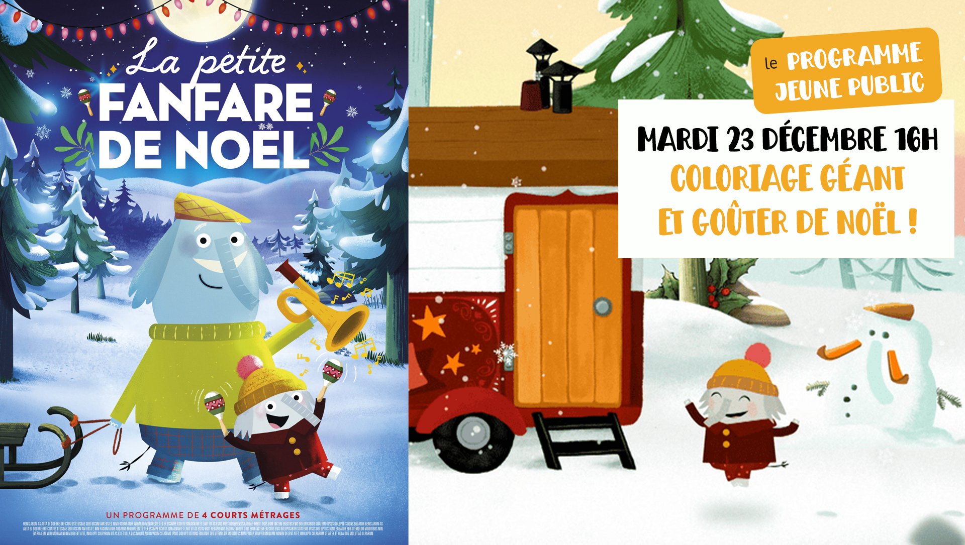 coloriage géant et gouter de noel avec le film La Petite fanfare de Noel