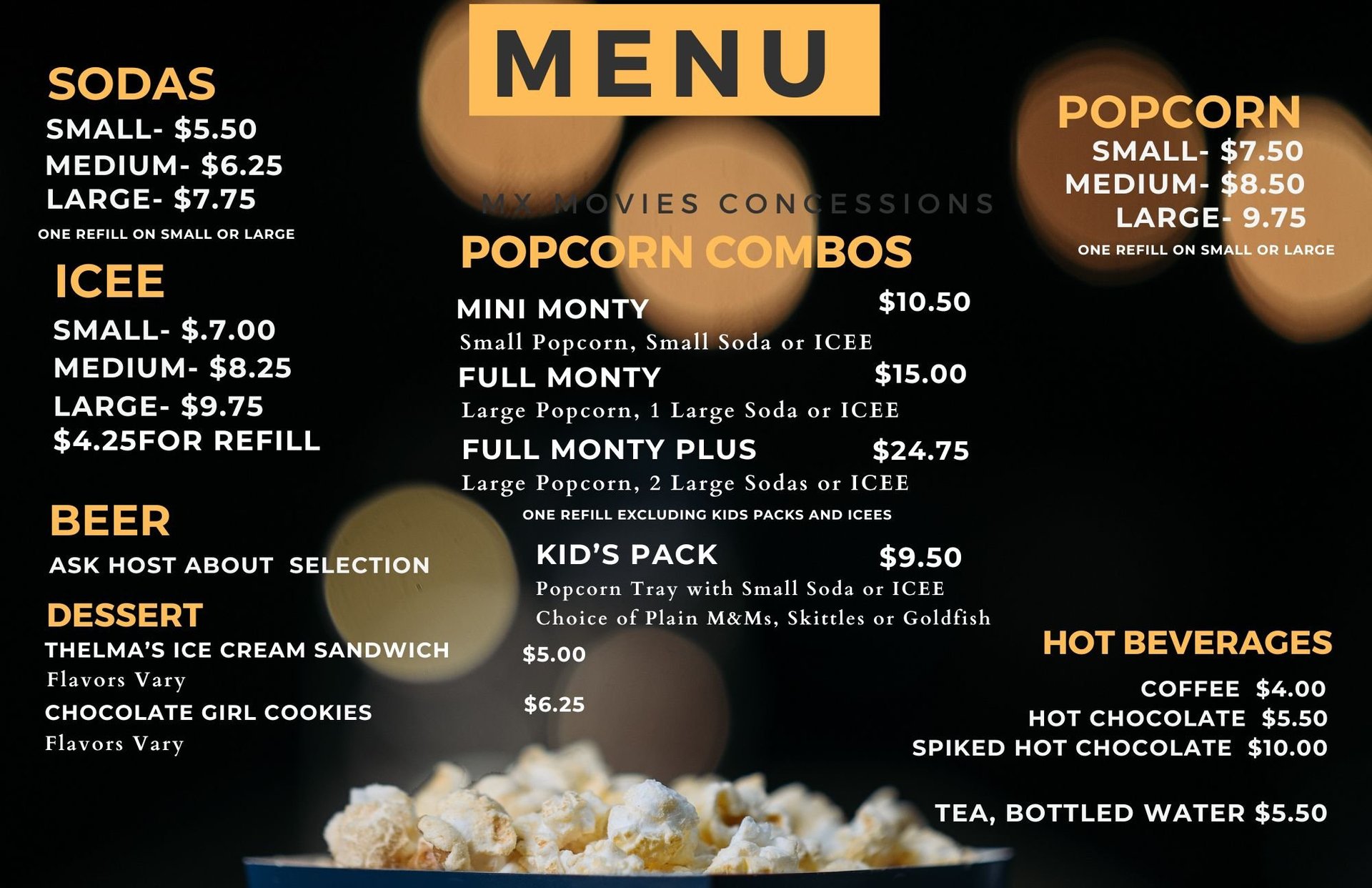 Concession Menu