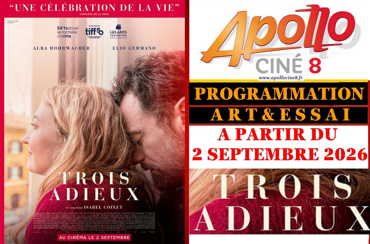 A partir du 2 septembre : 3 Adieux