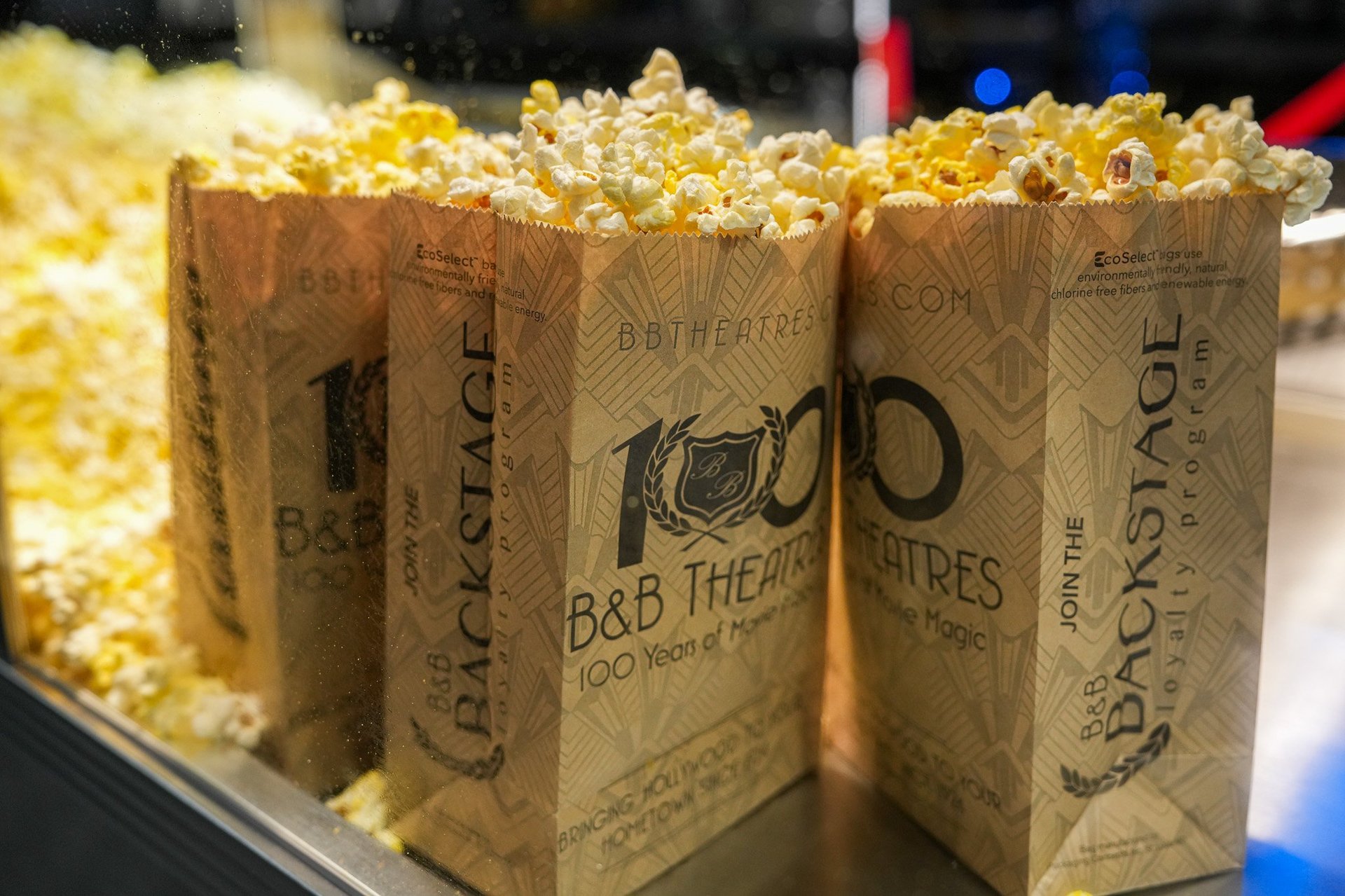 3 large bags full of popcorn