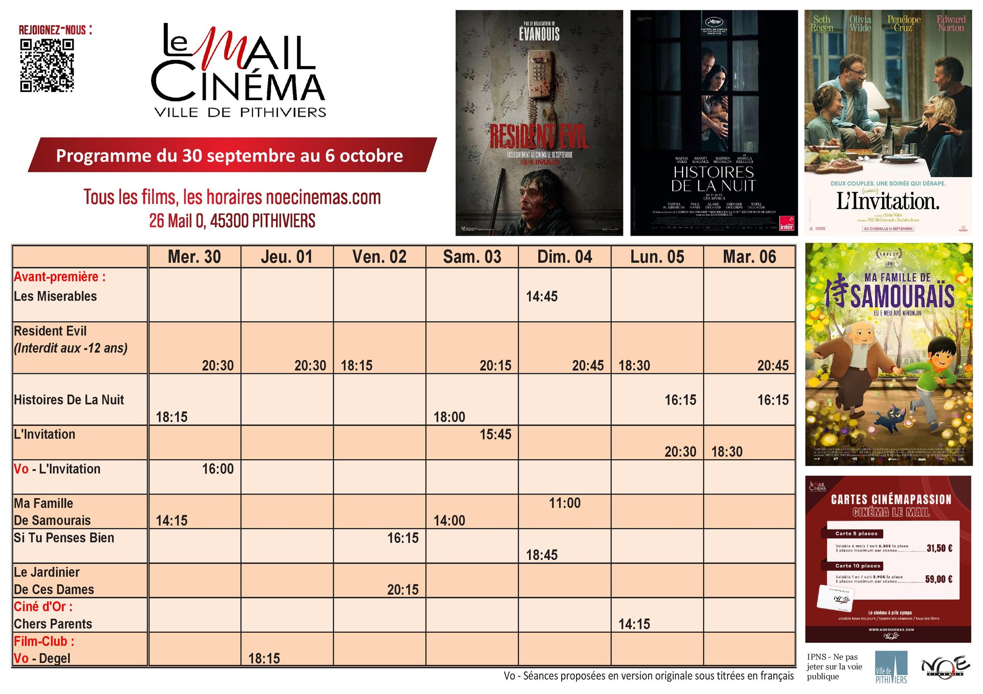 Programmation de la semaine