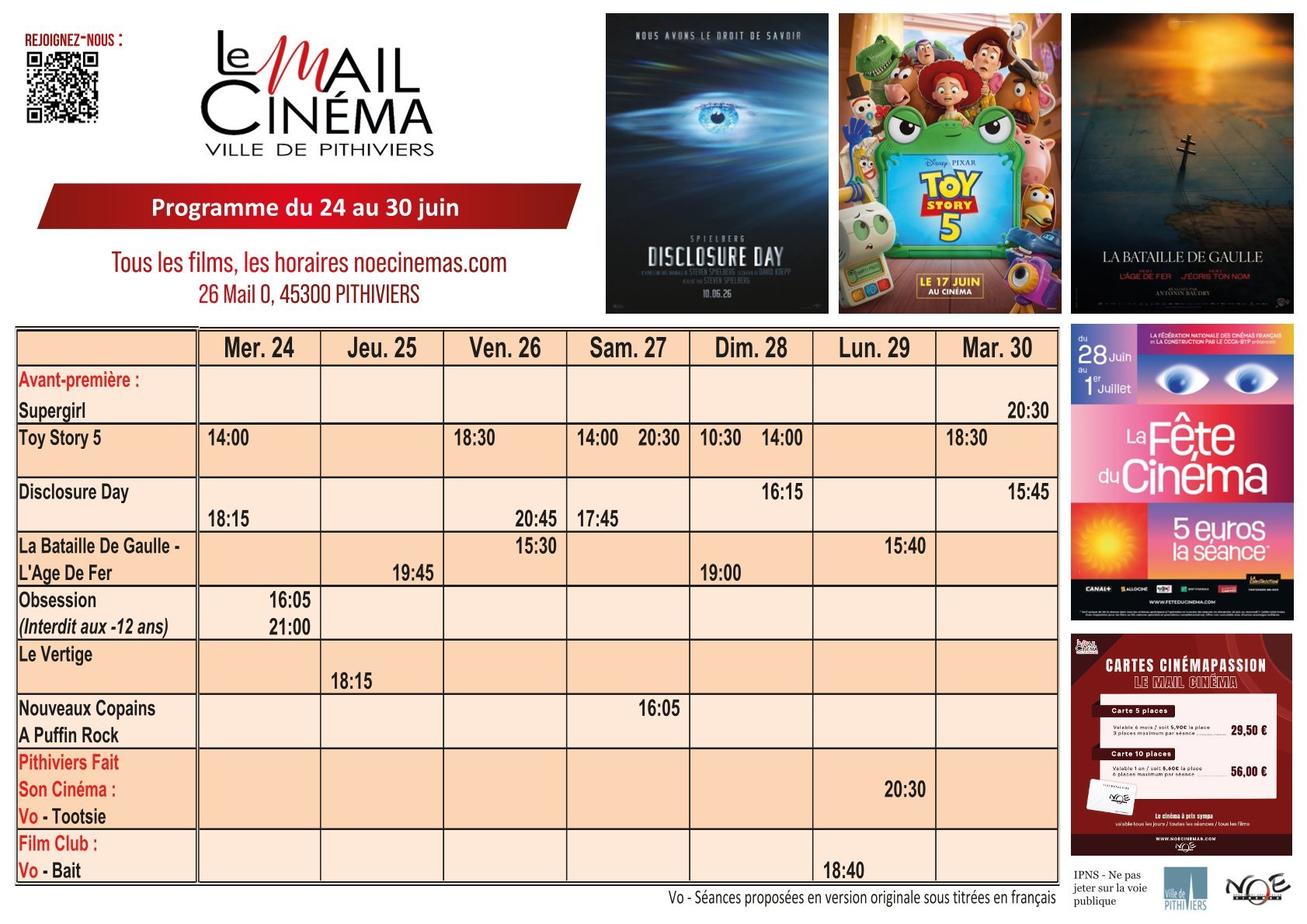 Programmation de la semaine