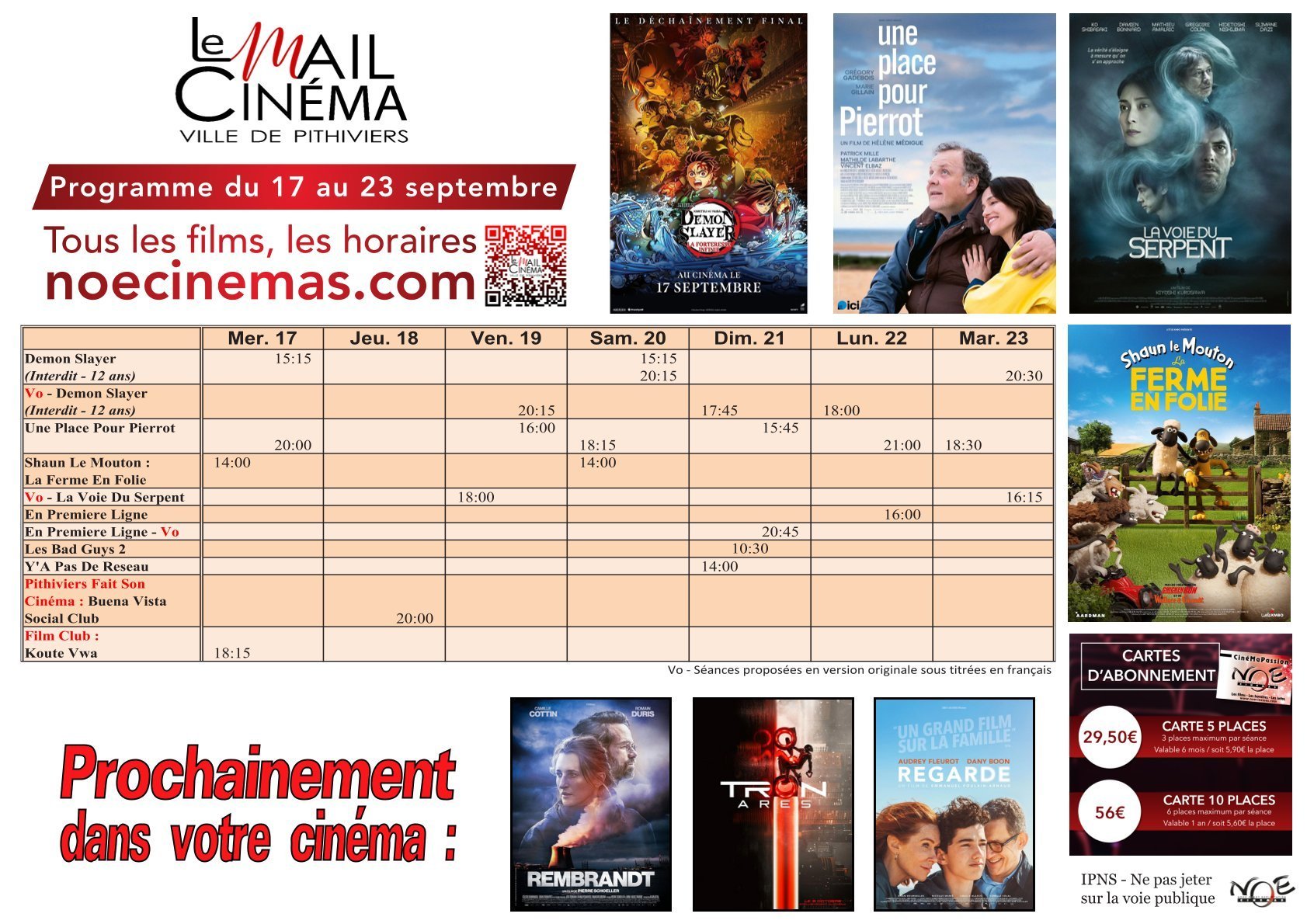 Programmation de la semaine