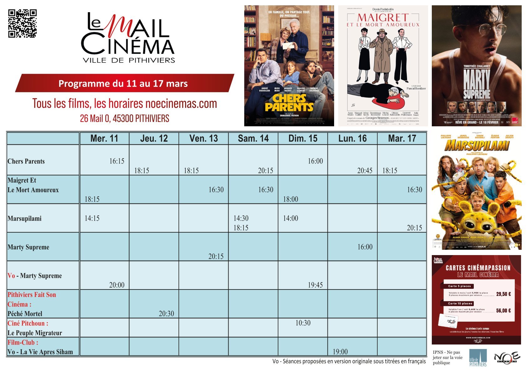 Programmation de la semaine