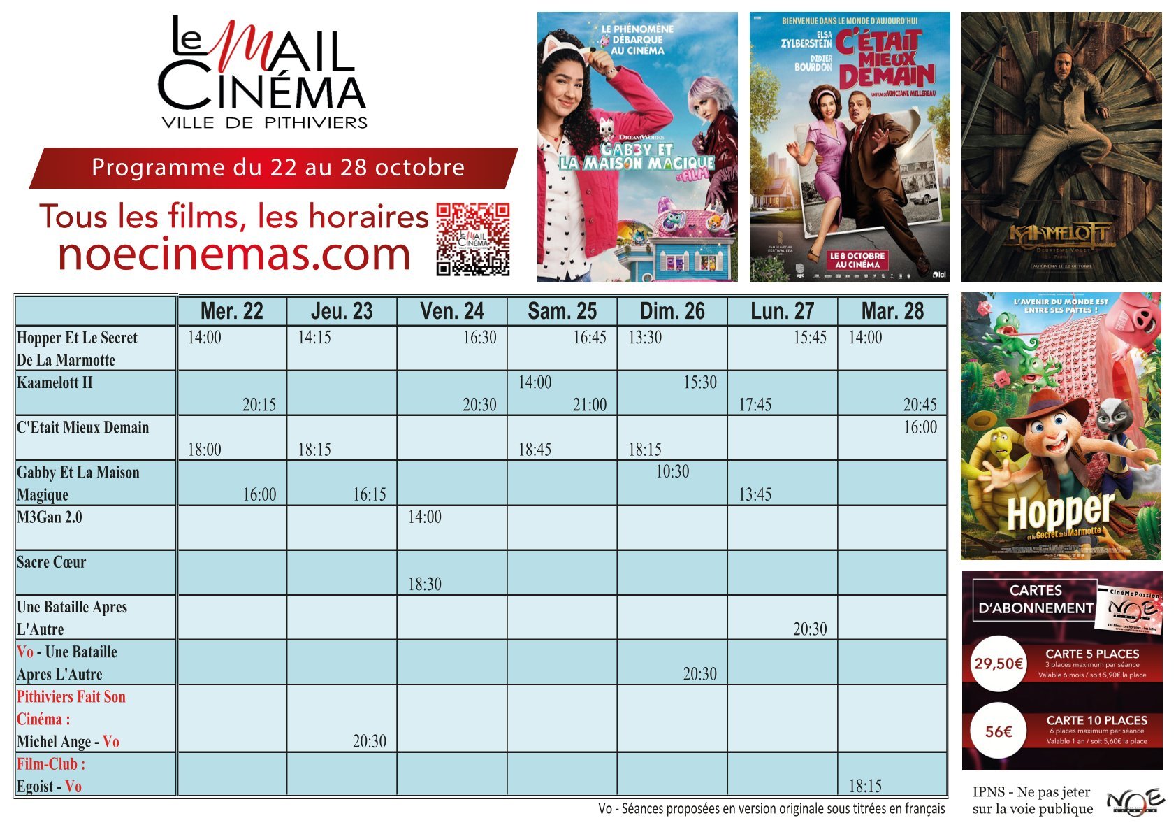 Programmation de la semaine