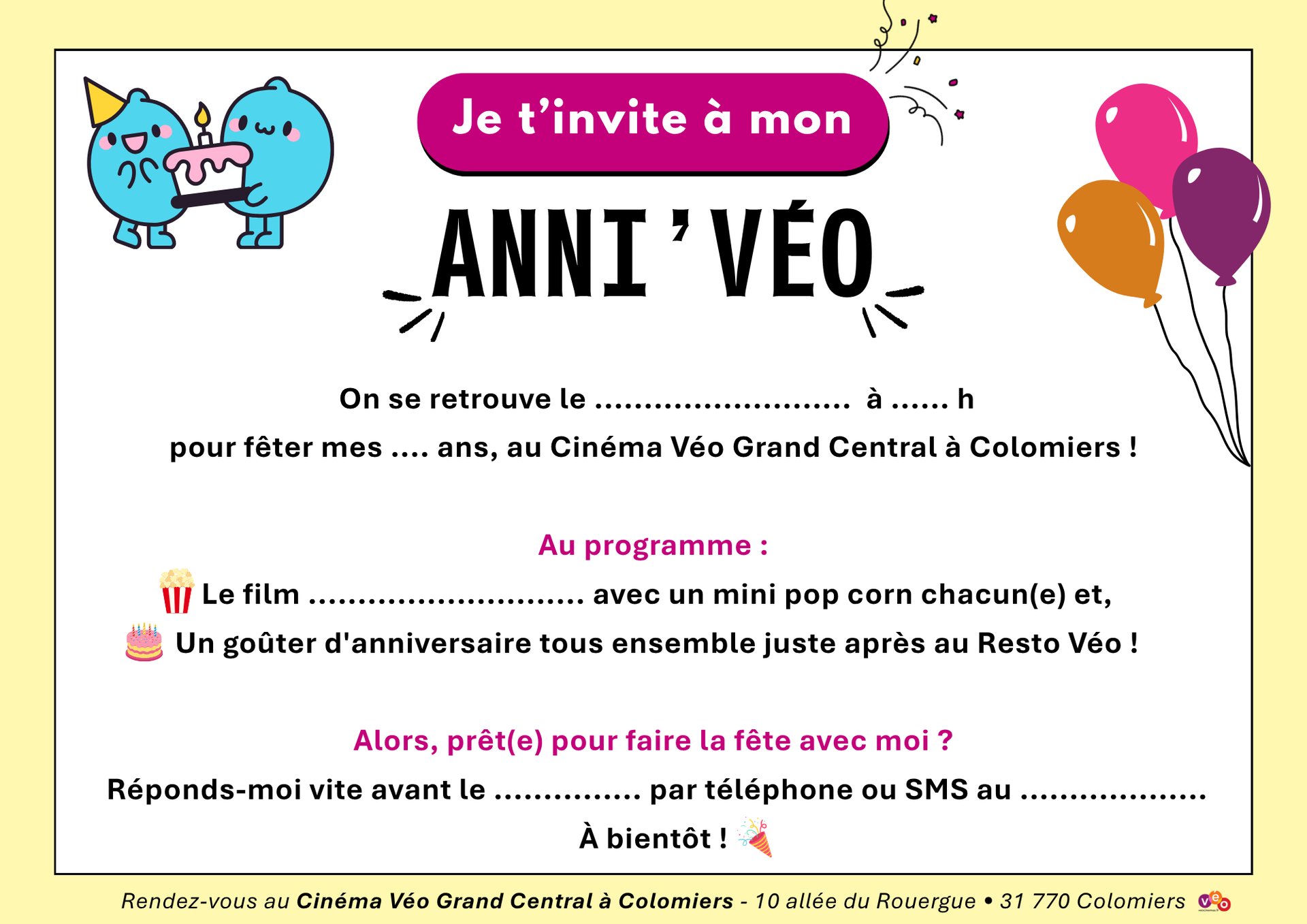 Carton invitation anni'véo