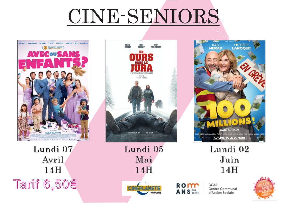 Ciné Séniors de avril à juin