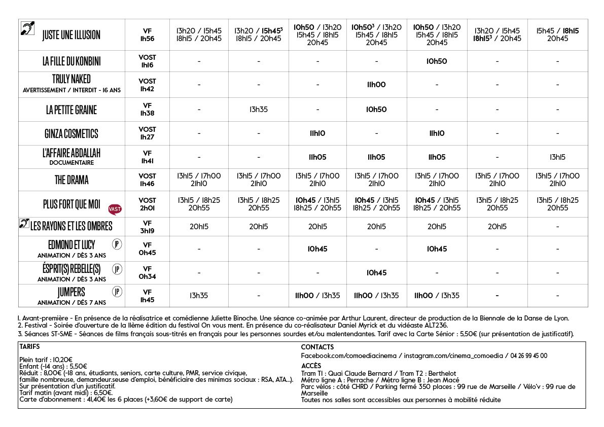 Grille horaire de la semaine