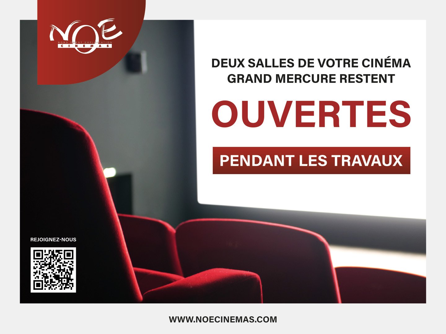 Deux salles de votre cinéma restent ouvertes pendant les travaux
