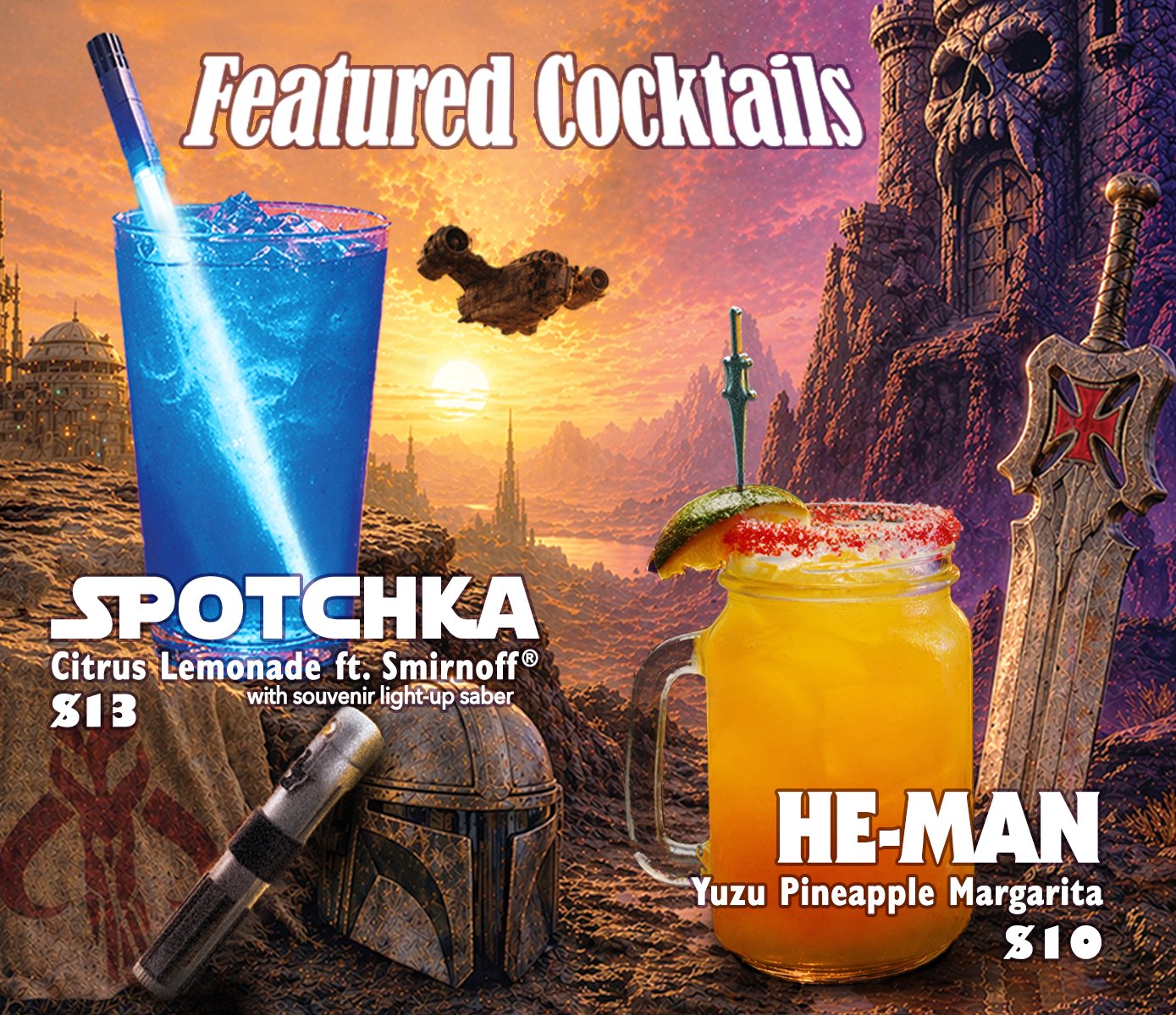 Featured Cocktails – Spotchka: Citrus Lemonade ft. Smirnoff | He-Man: Yuzu Pineapple Margarita