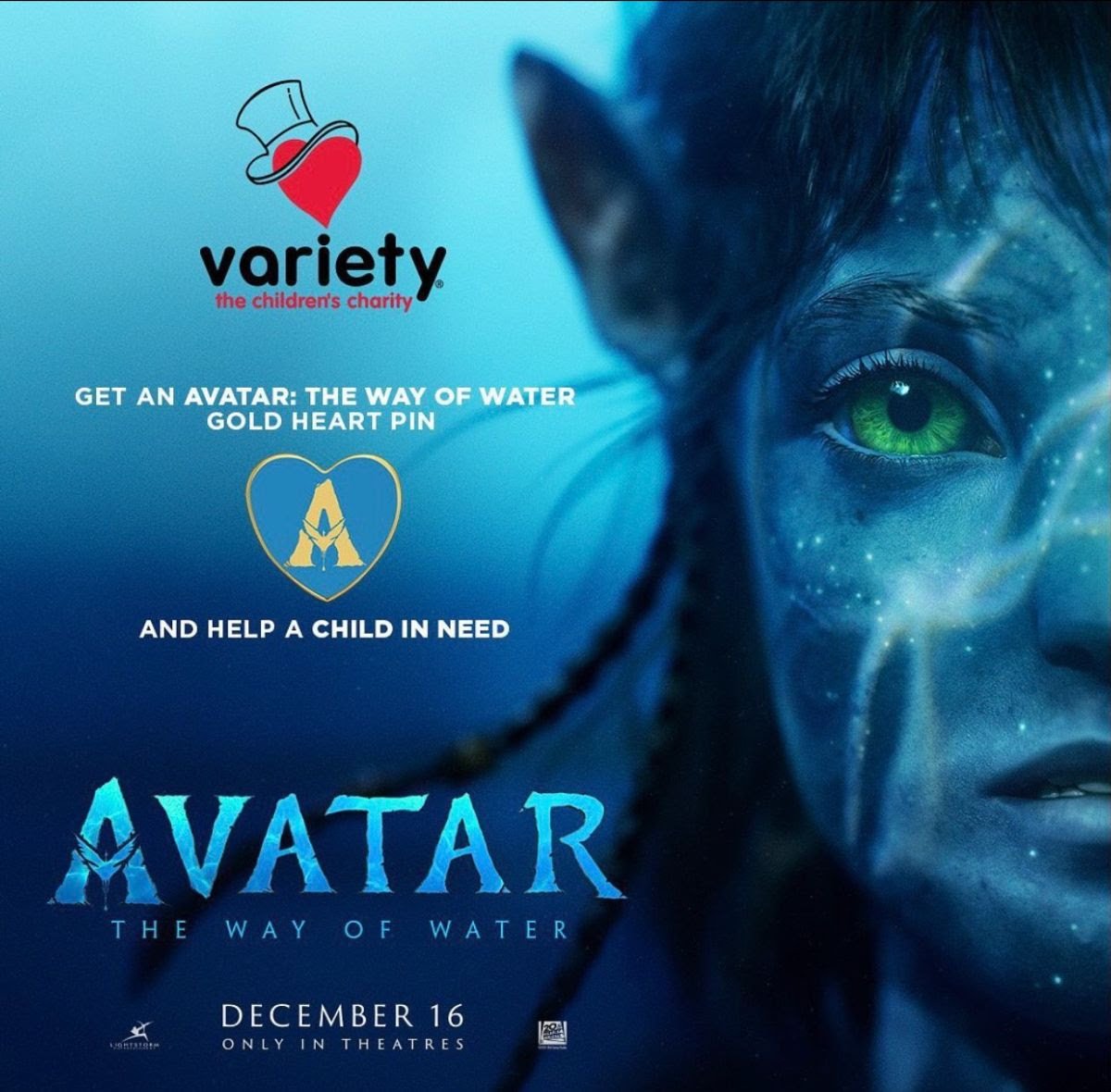 Avatar The Way of Water Gold Heart Pin for Variety the Children's Charity