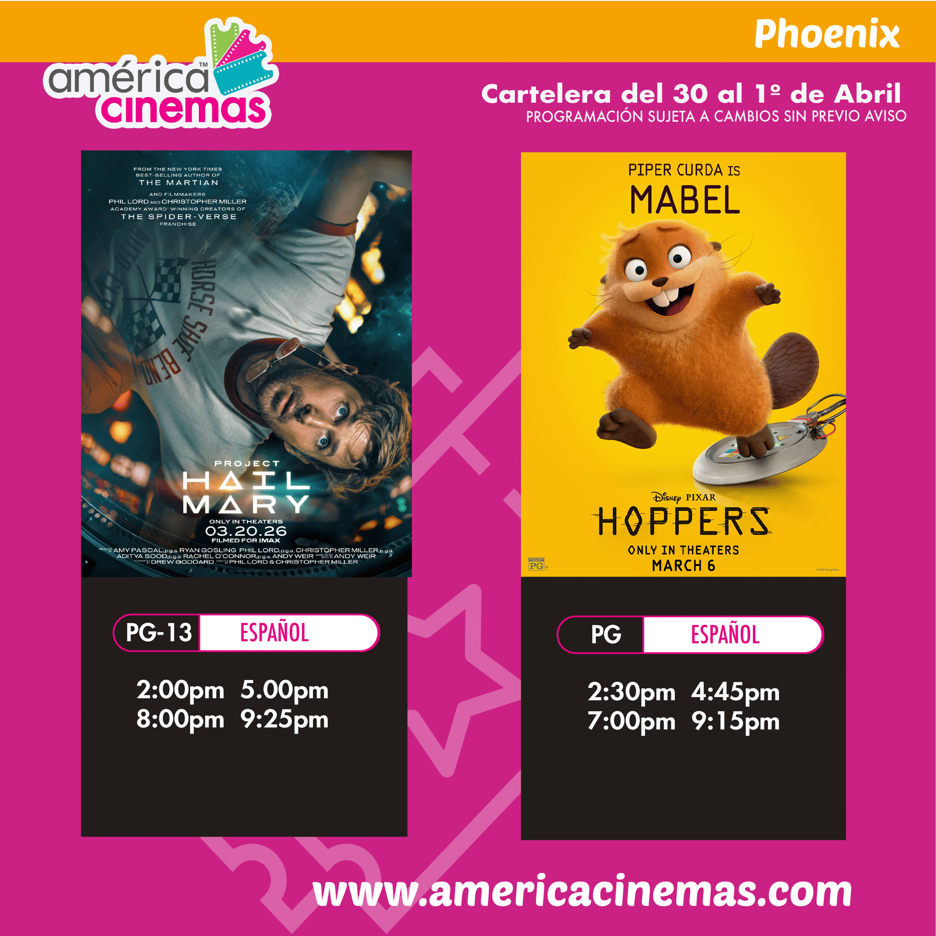 Phoenix Movie Schedule