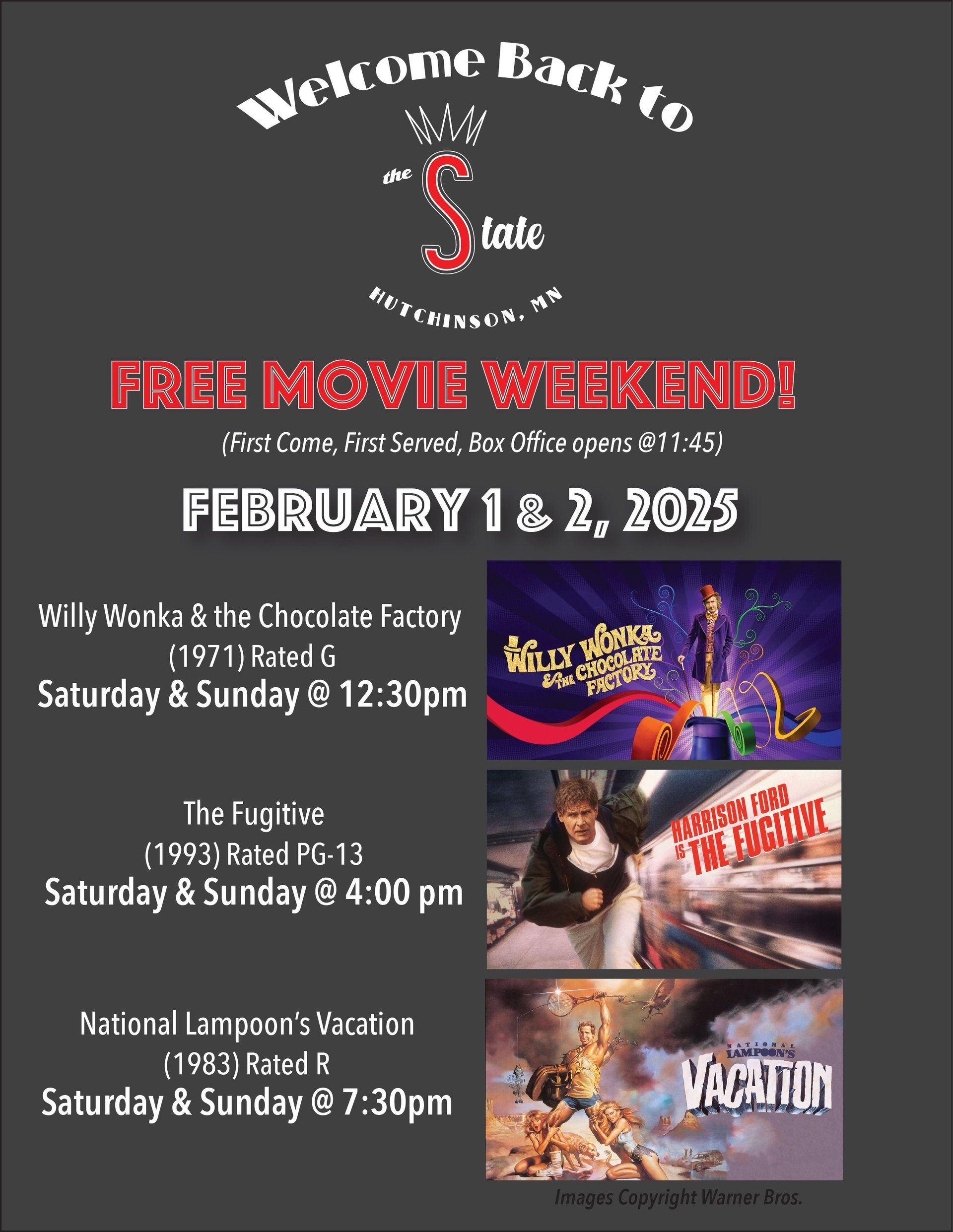 Information about free movies February 1 & 2. 2025