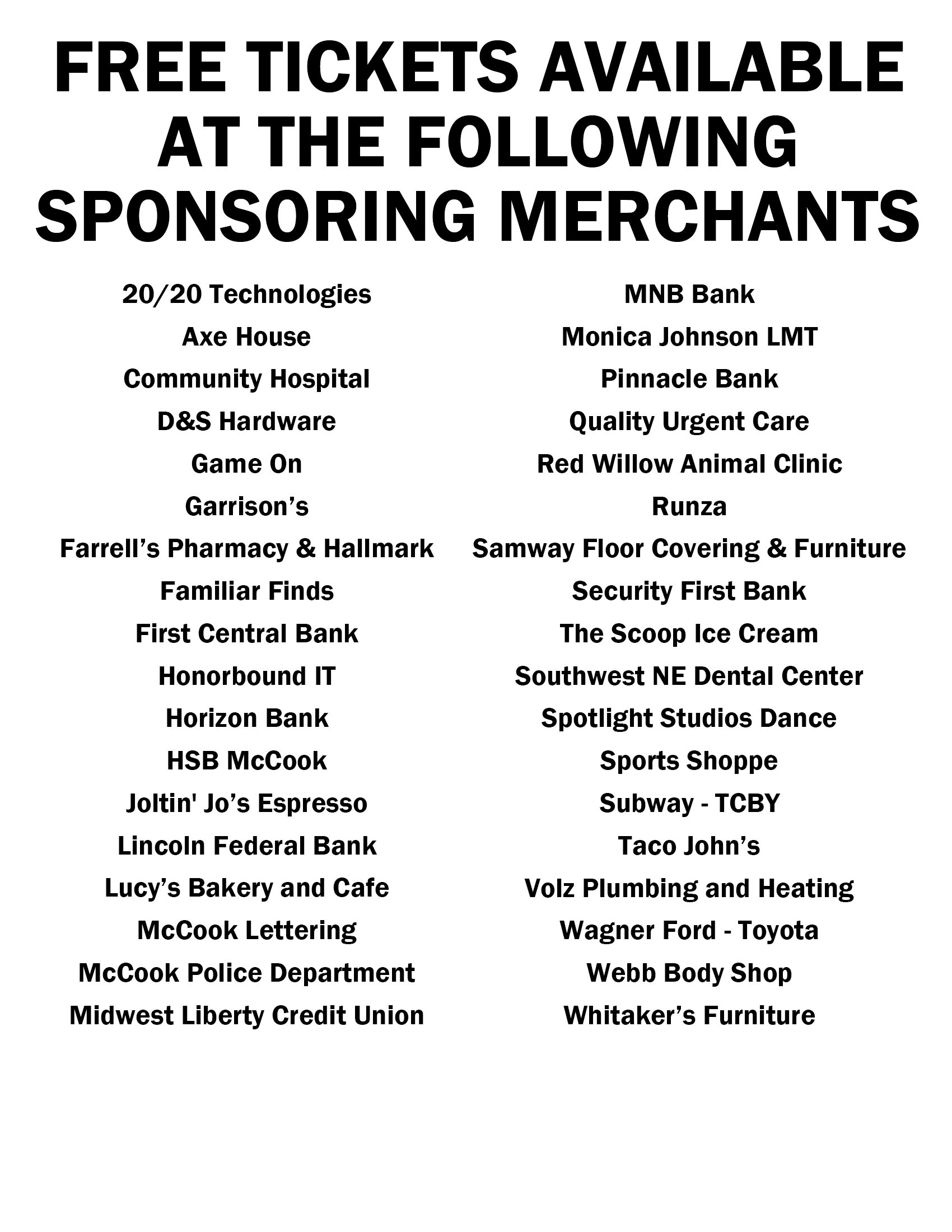 Sponsor List 2026