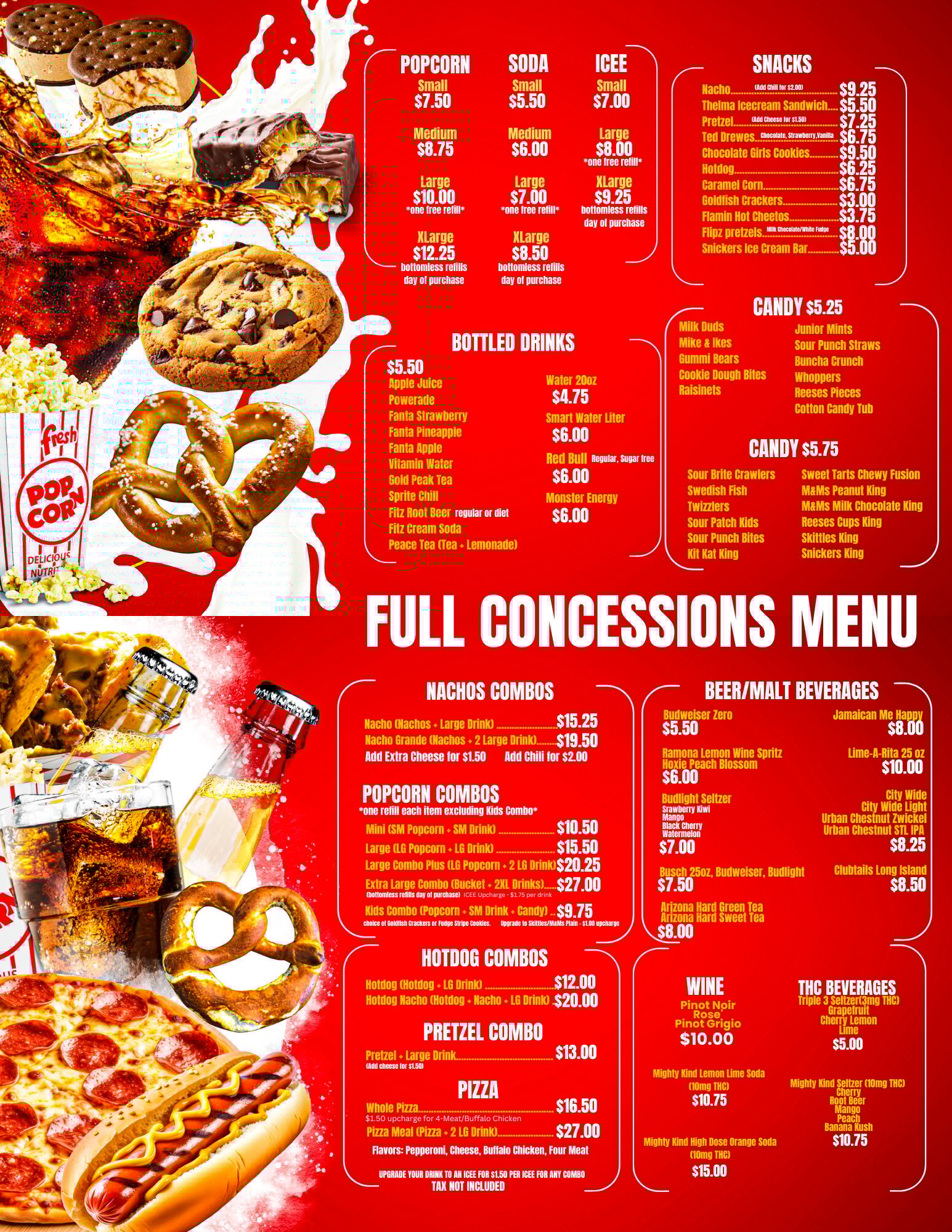 Galleria 6 Cinemas Full Concession Menu