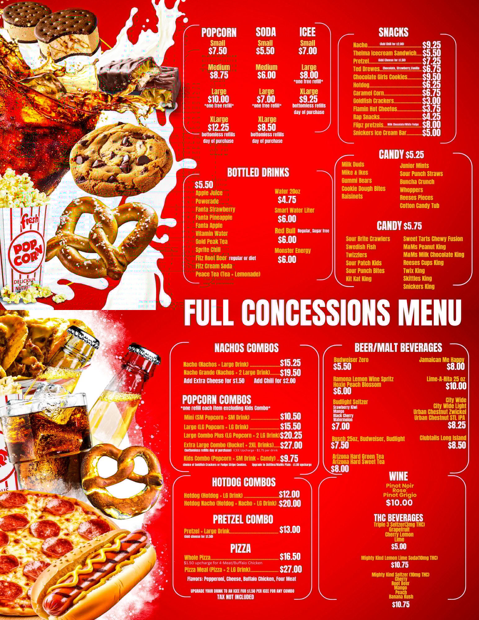 Galleria 6 Cinemas Full Concession Menu