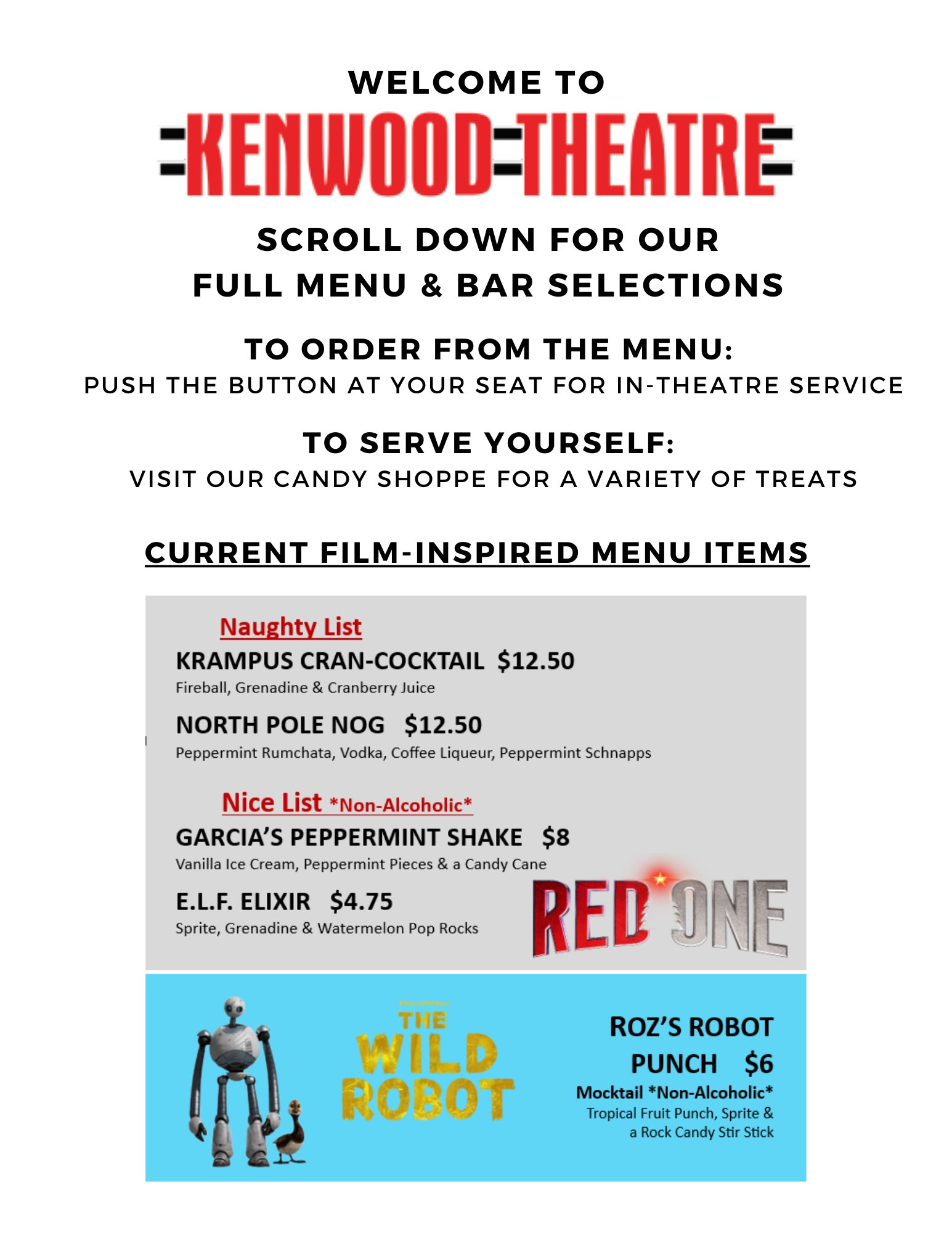 Welcome Menu