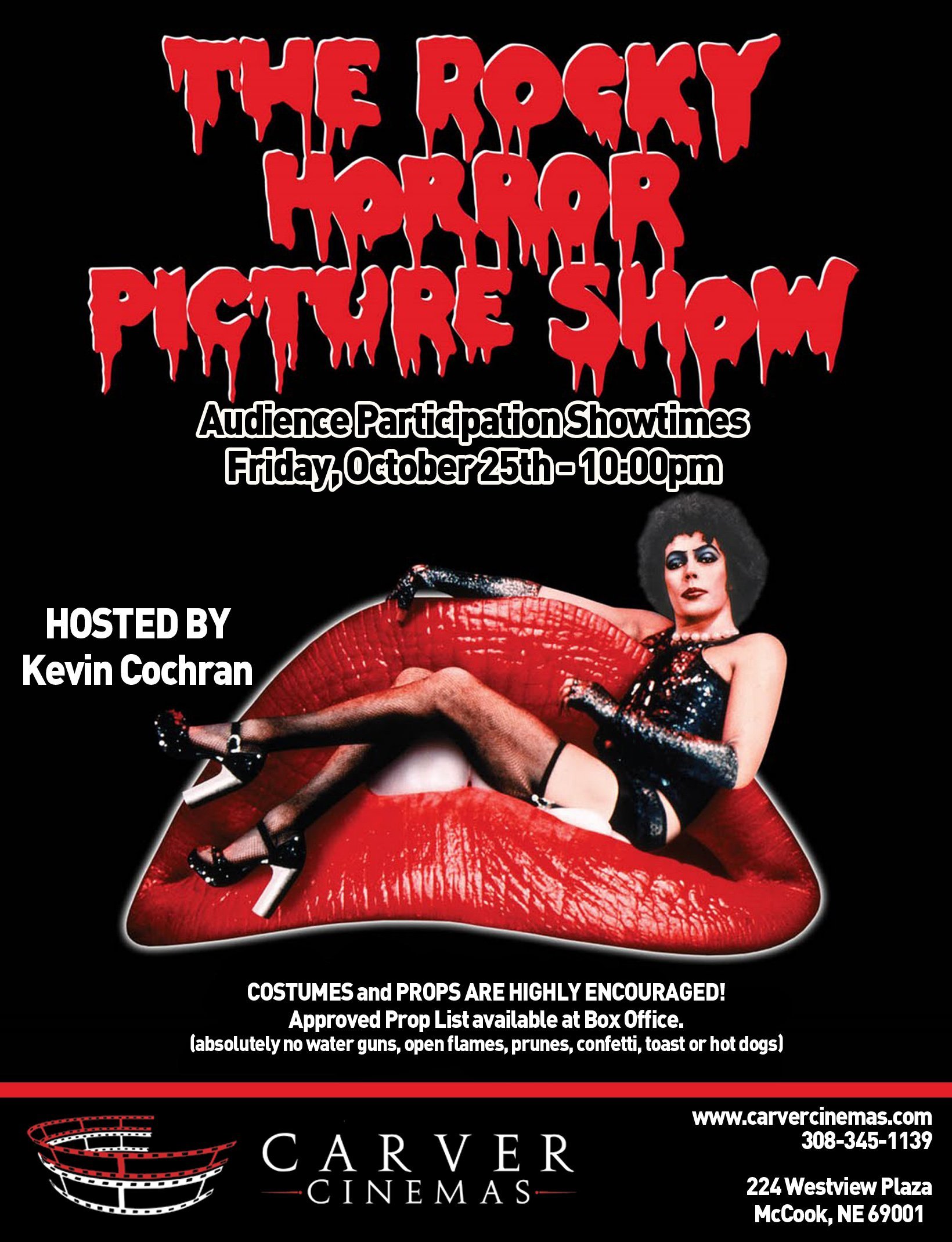 Rocky Horror Picture Show poster - Character sitting on Red Lips.