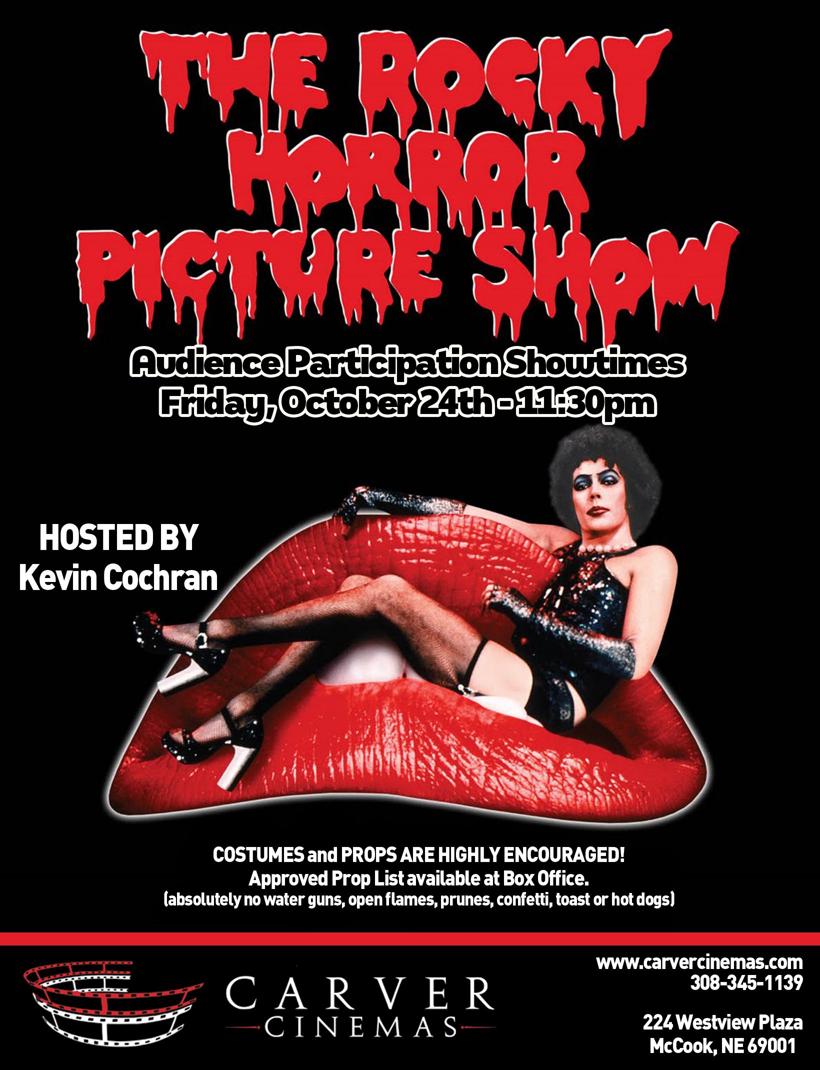 Rocky Horror Picture Show poster - Character sitting on Red Lips.