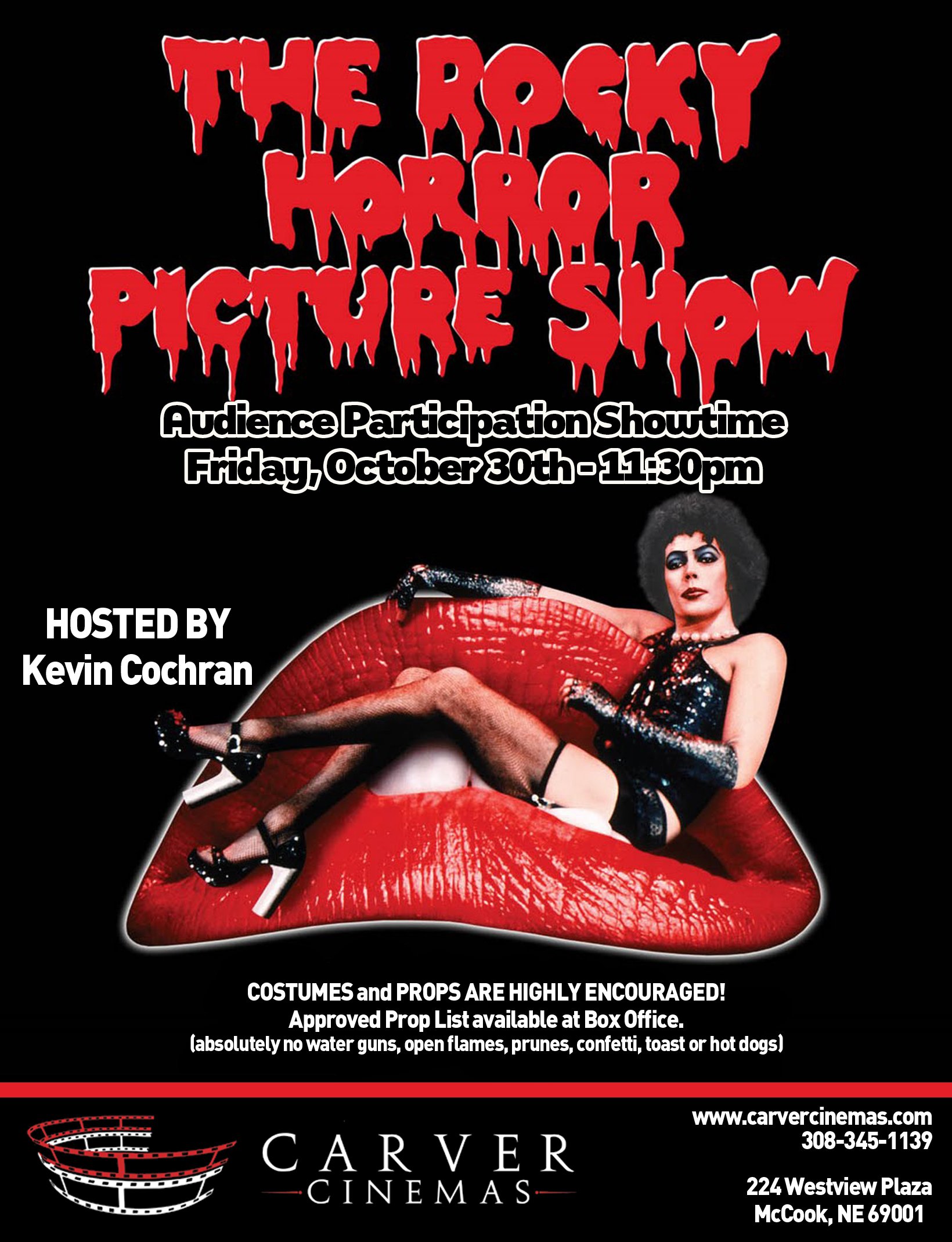 Rocky Horror Picture Show poster - Character sitting on Red Lips.