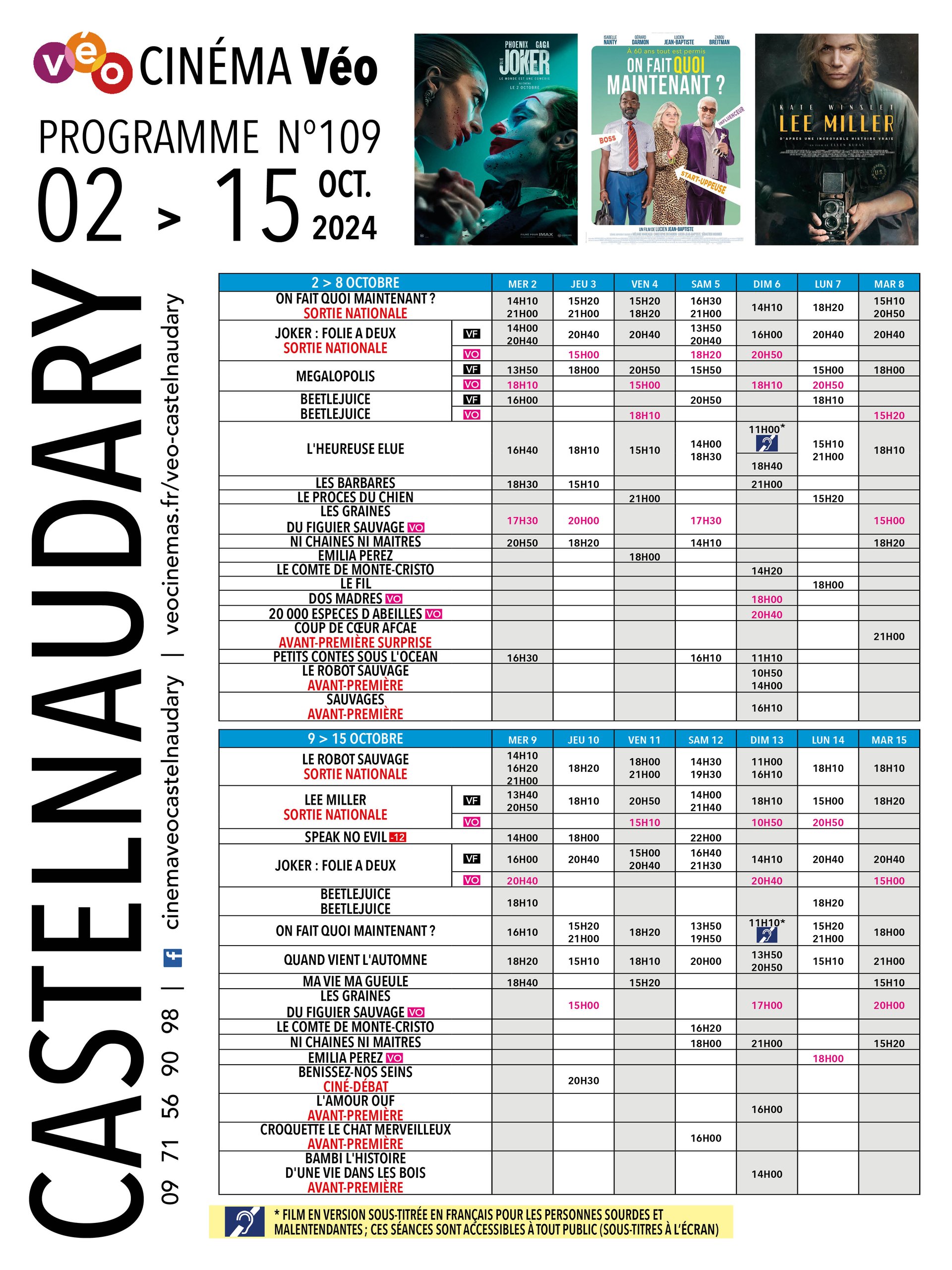 Programme du 2 au 15 octobre