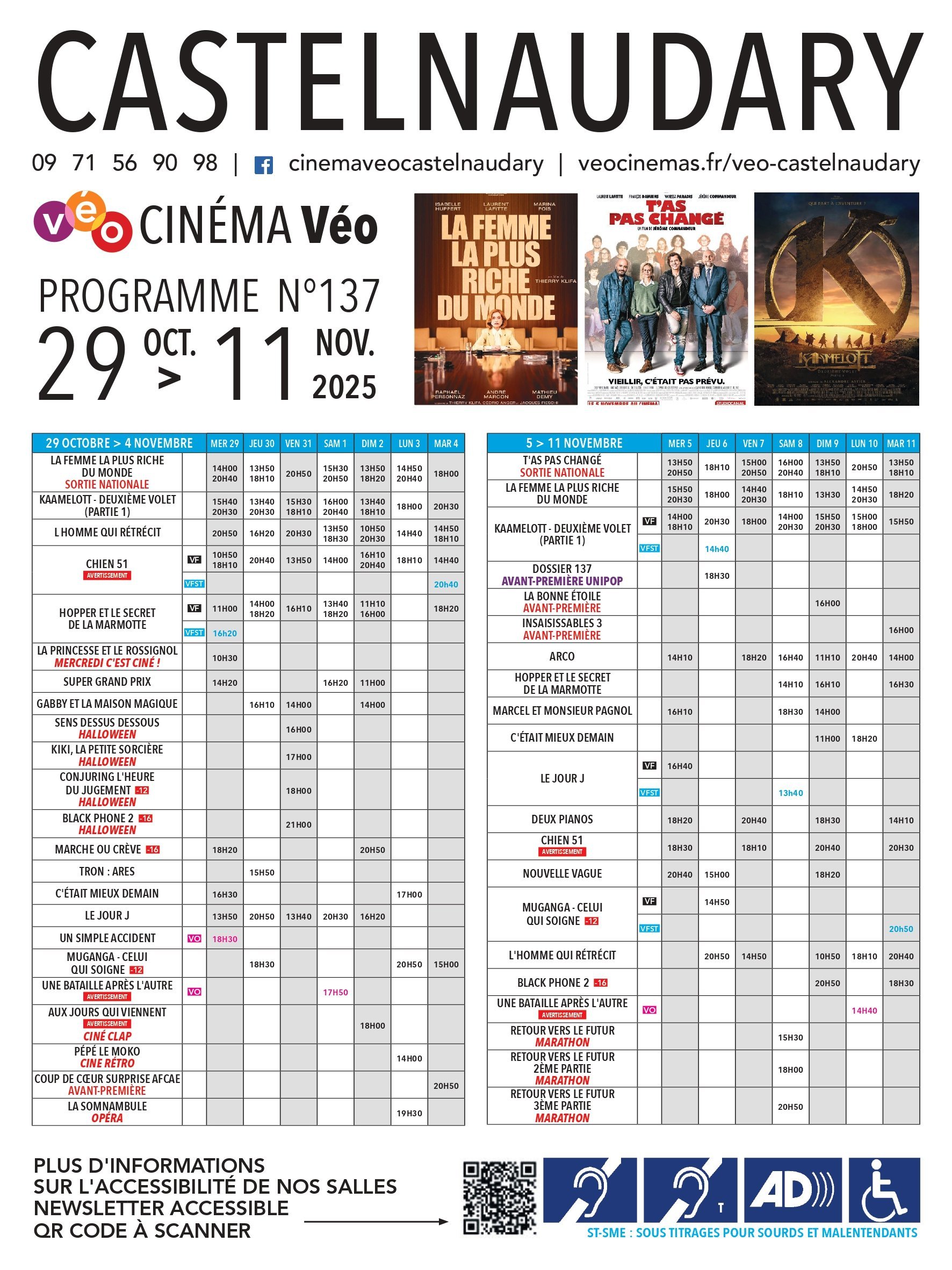 Programme du 29 octobre au 11 novembre