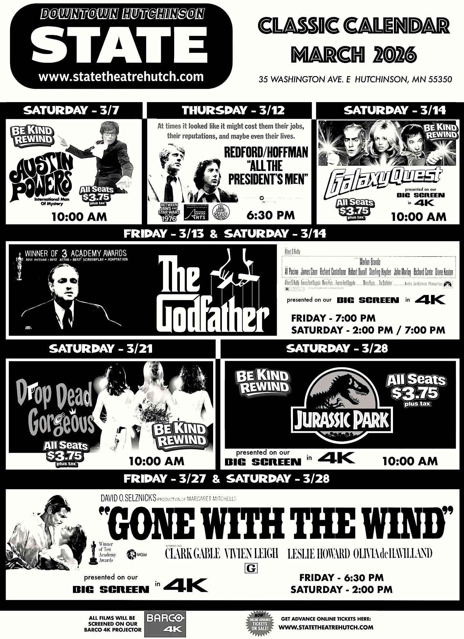 March 2026 Classic Film Calendar